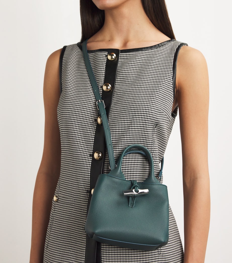 Longchamp Extra Small Leather Le Roseau Top-Handle Bag Cedar Image 2