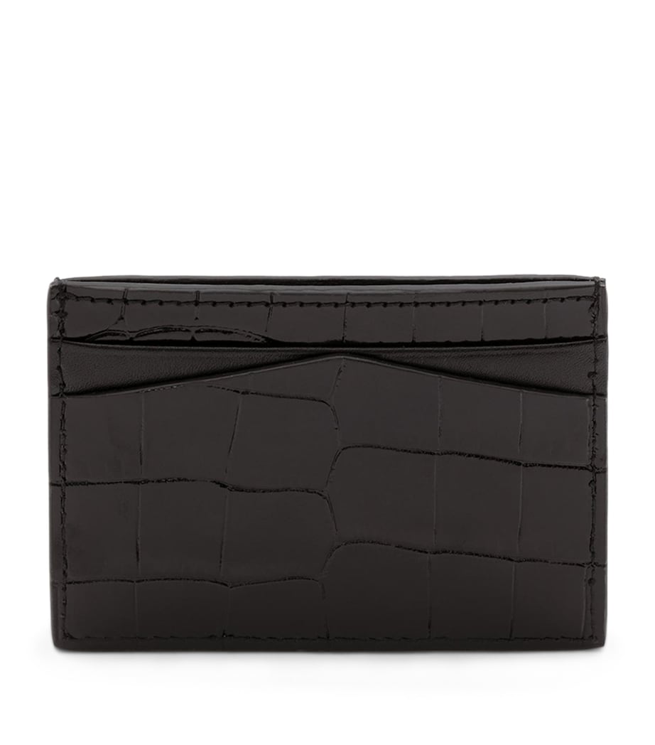 Croc-Embossed Leather Skull Card Holder 1050 Image 2