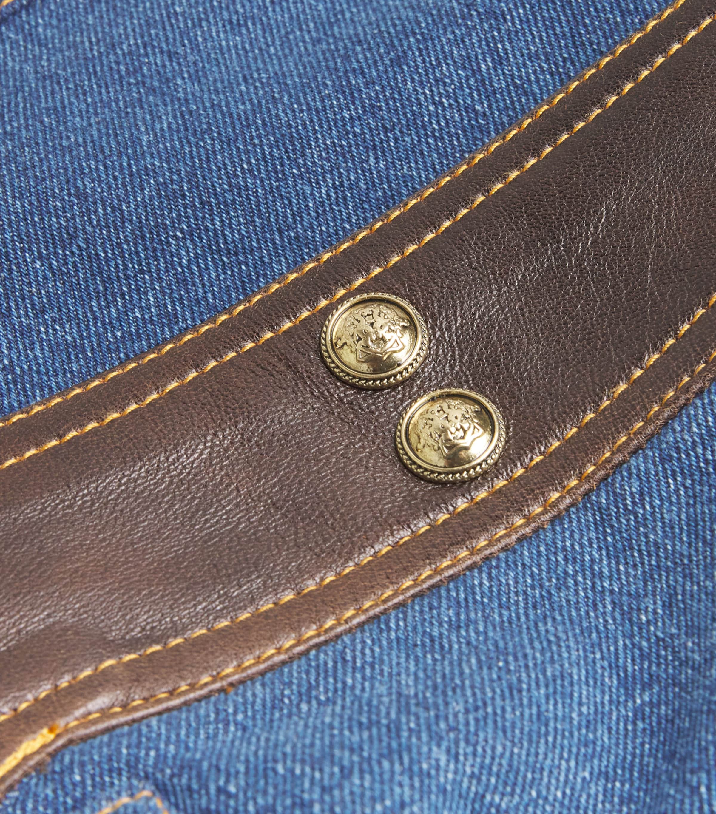 Denim Contrast-Trim Skirt DARK BLUE Image 5