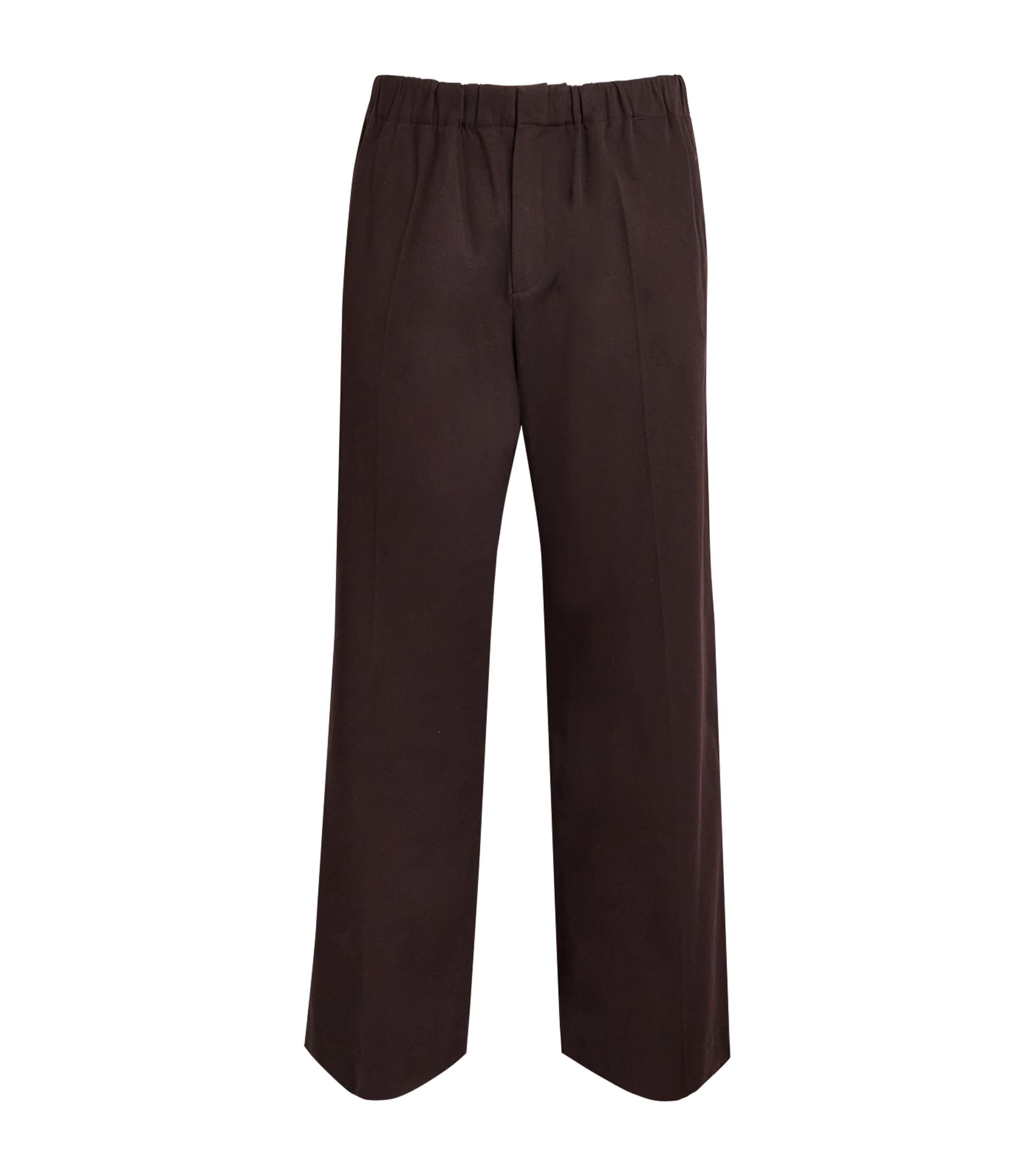 Sandro Paris Mens Alpha Cotton Wide-Leg Trousers Chocolate Image 1