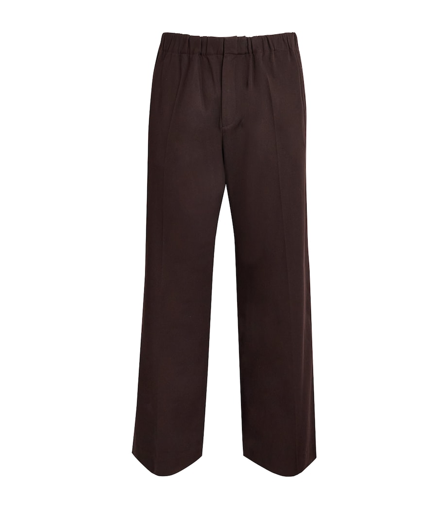 Sandro Paris Mens Alpha Cotton Wide-Leg Trousers Chocolate Image 1
