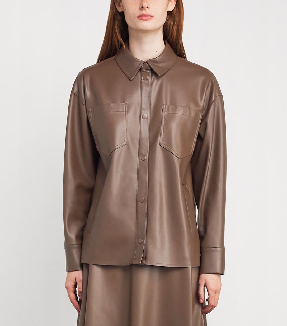 Faux Leather Jacket BROWN Image 3