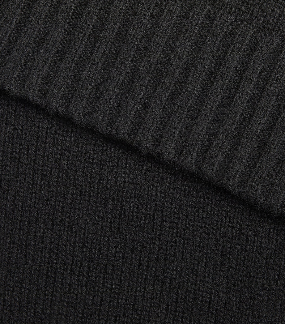 Open Cashmere V-Neck Sweater BLACK Image 5