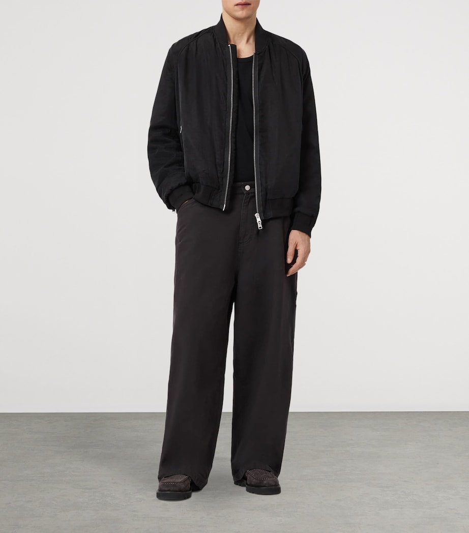 AllSaints Mens Organic Cotton Jackson Barrel Trousers Tanner Black Image 2