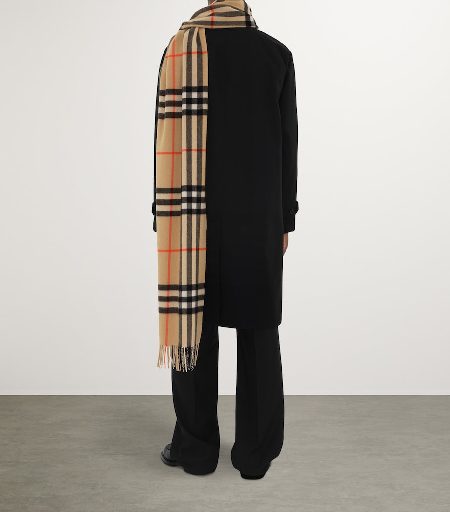 Wide Cashmere Check Scarf SAND Image 4