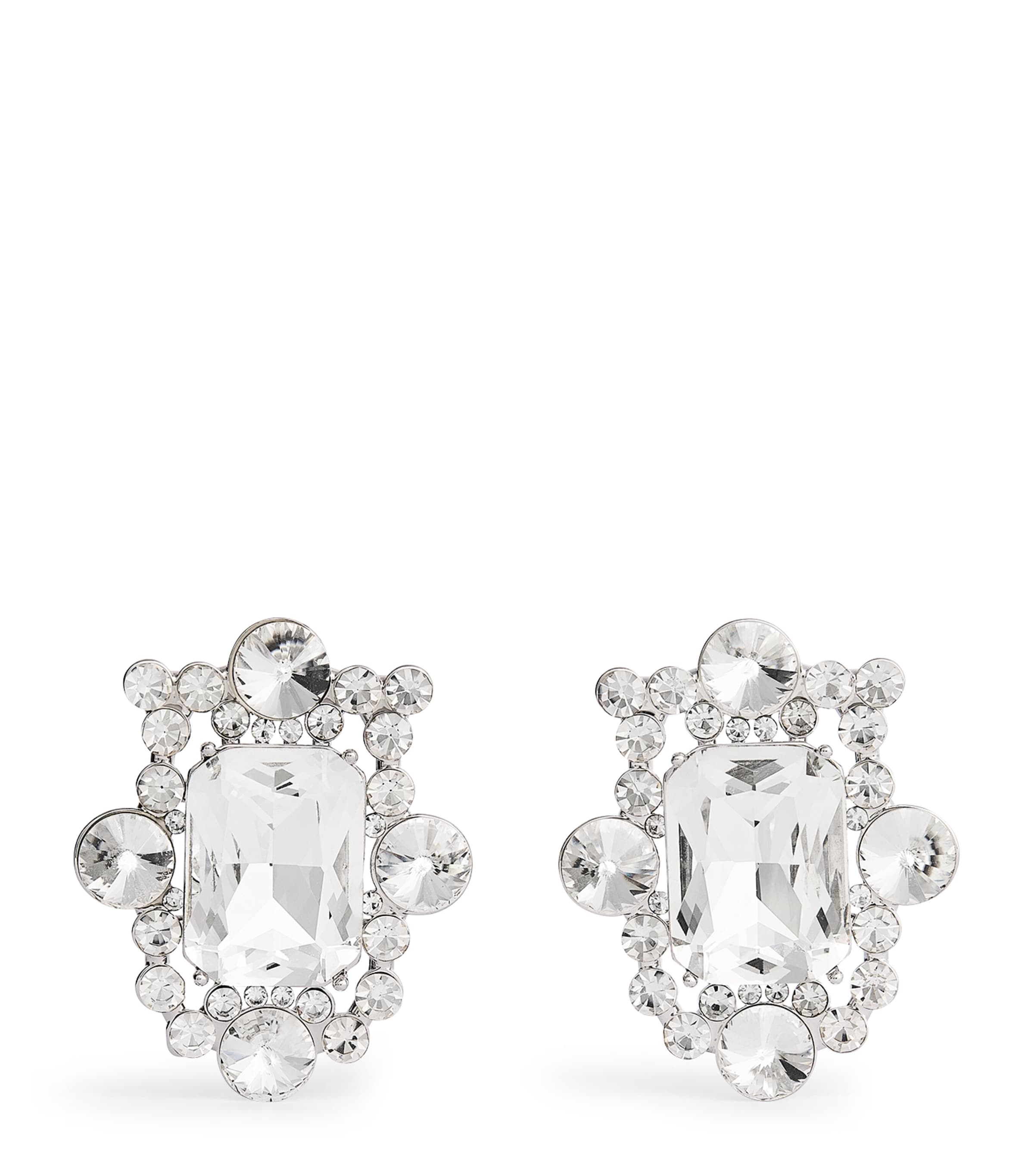 Self-Portrait Crystal Cluster Drop Earrings Silver Image 1