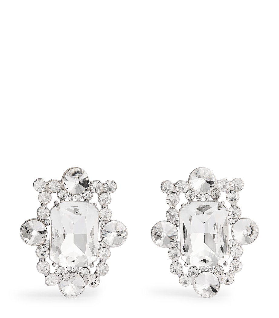 Self-Portrait Crystal Cluster Drop Earrings Silver Image 1