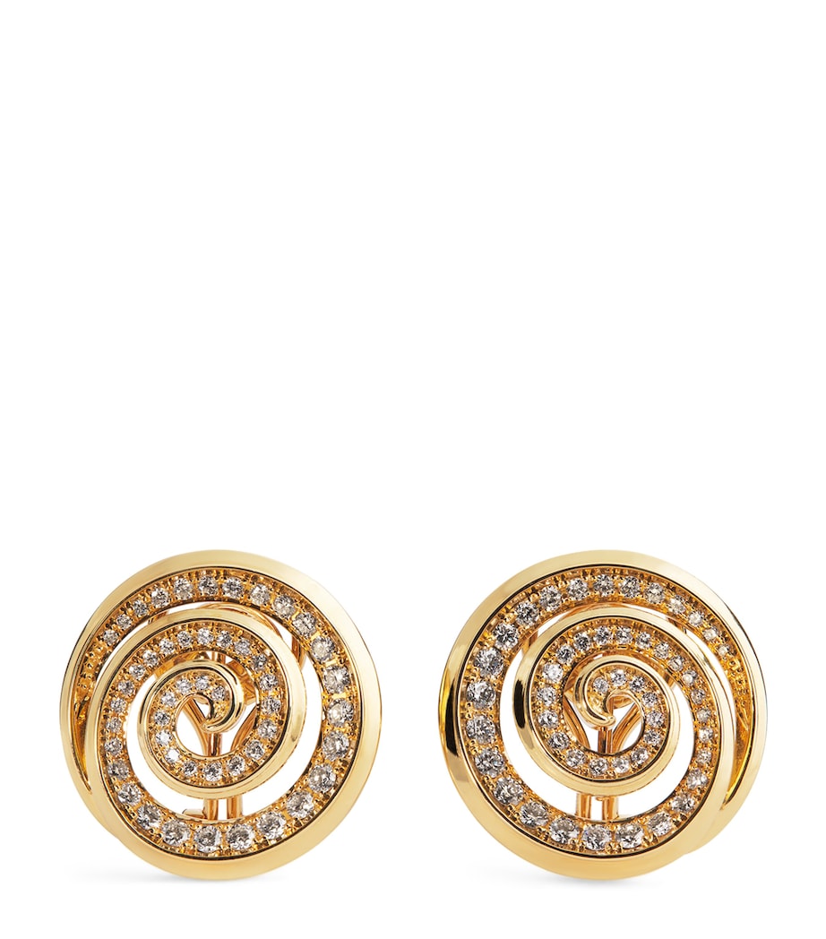 Yellow Gold and Diamond Spiral Stud Earrings YELLOW GOLD Image 1
