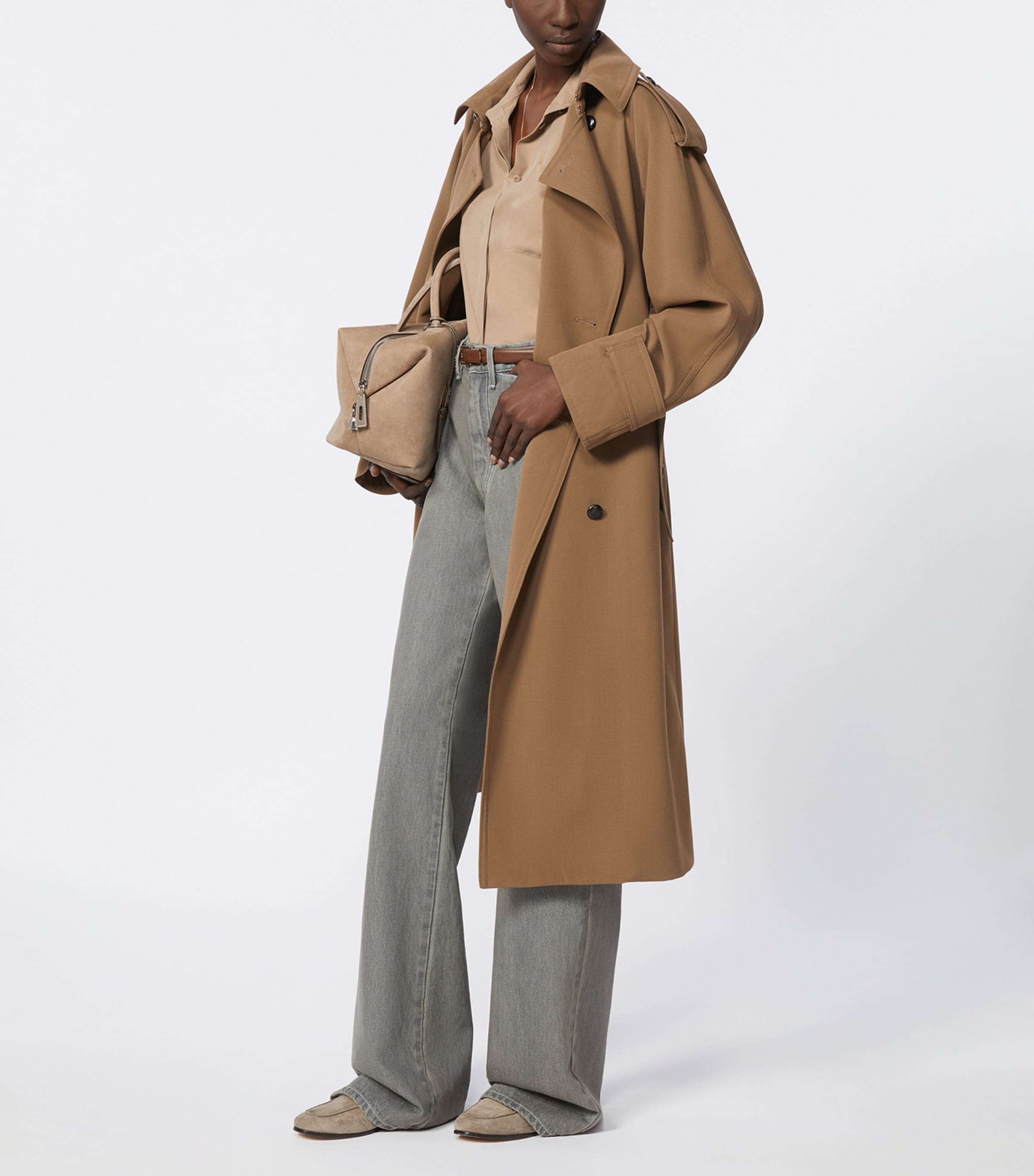 Virgin Wool Trench Coat BROWN Image 3