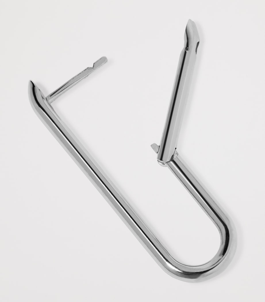 White Gold Knuckle Long Single Hoop Earring WHITE GOLD Image 2