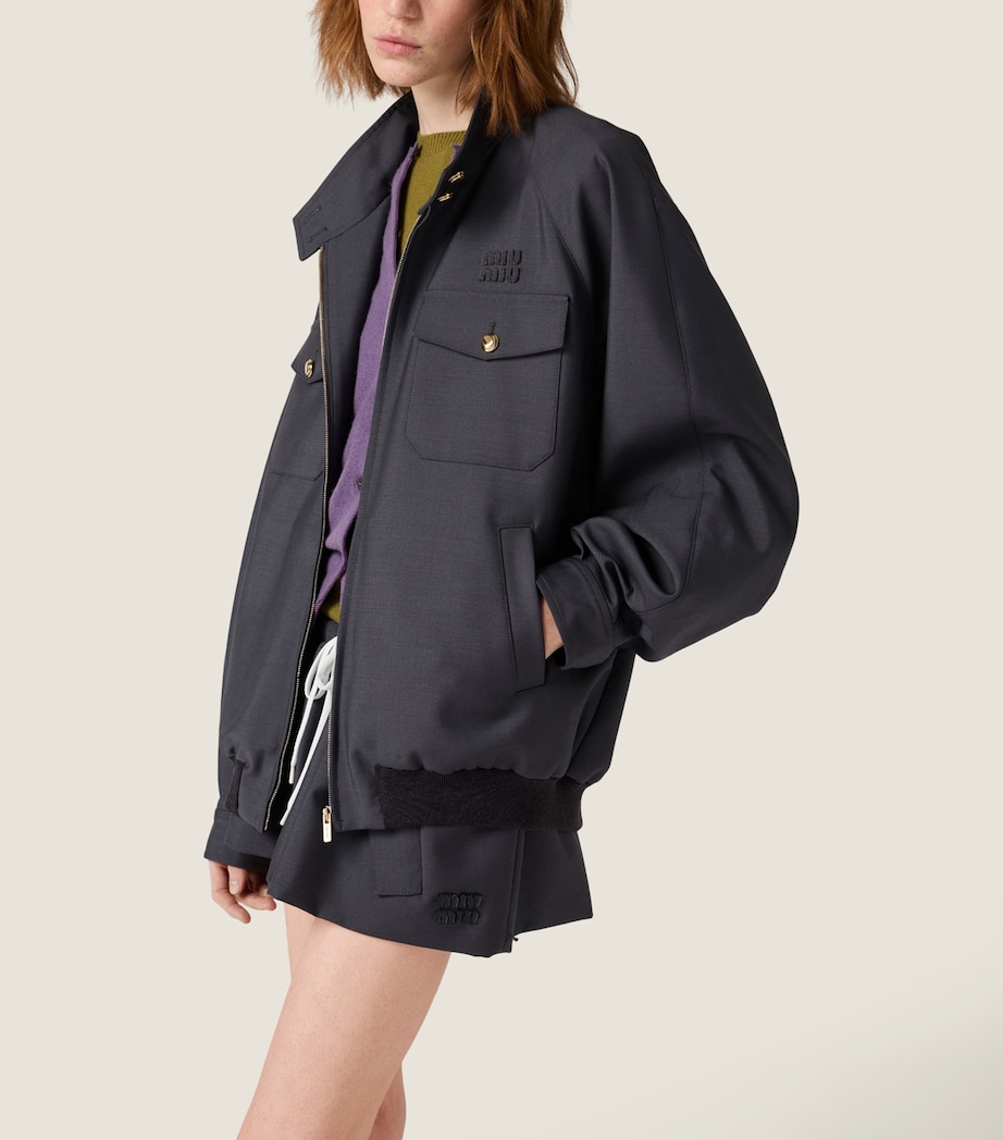 Kid Mohair-Wool Bomber Jacket F063H Image 3