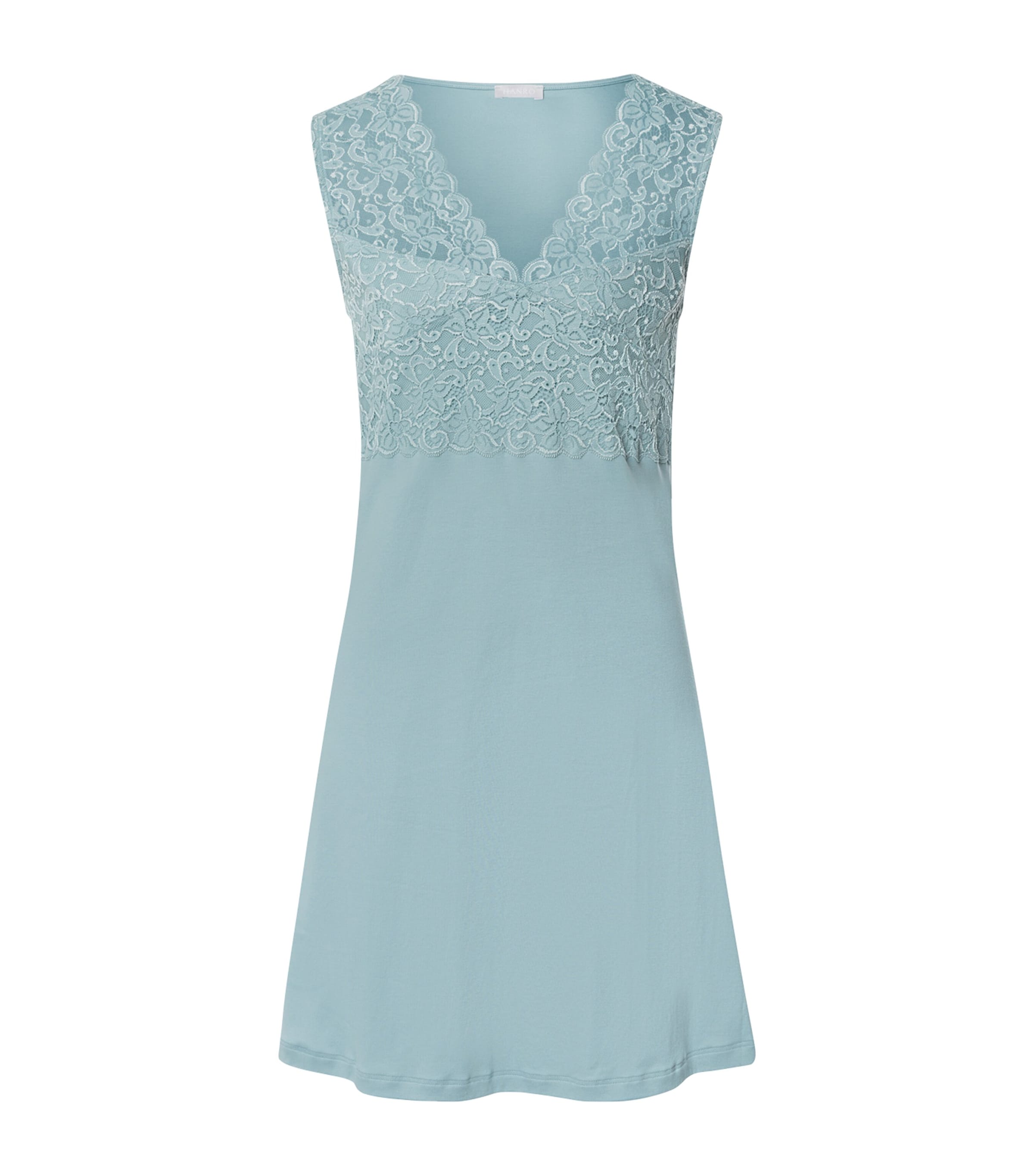 Hanro Cotton Lace-trim Moments Nightdress In Blue