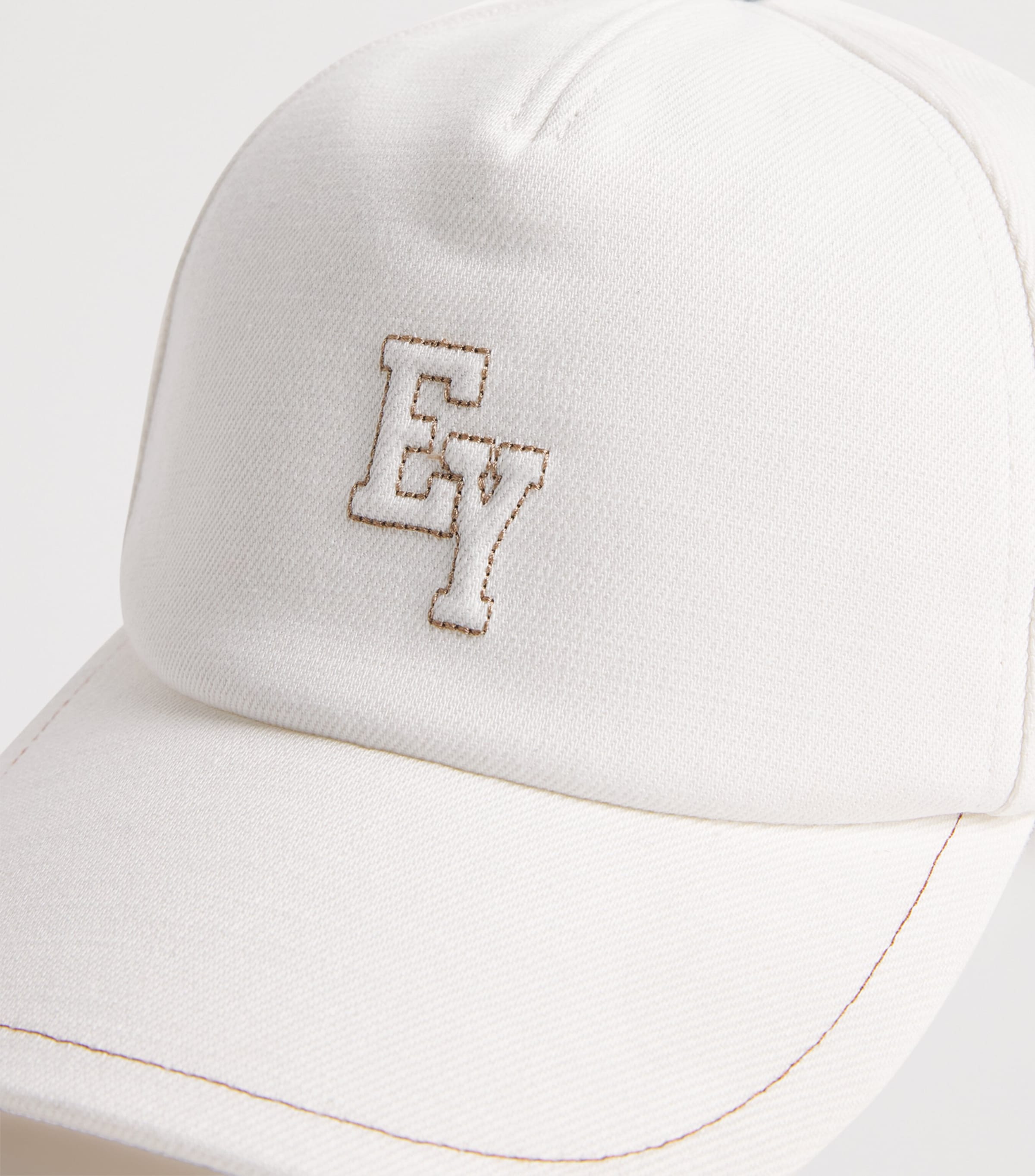 Linen Embroidered Logo Baseball Cap BIANCO Image 4