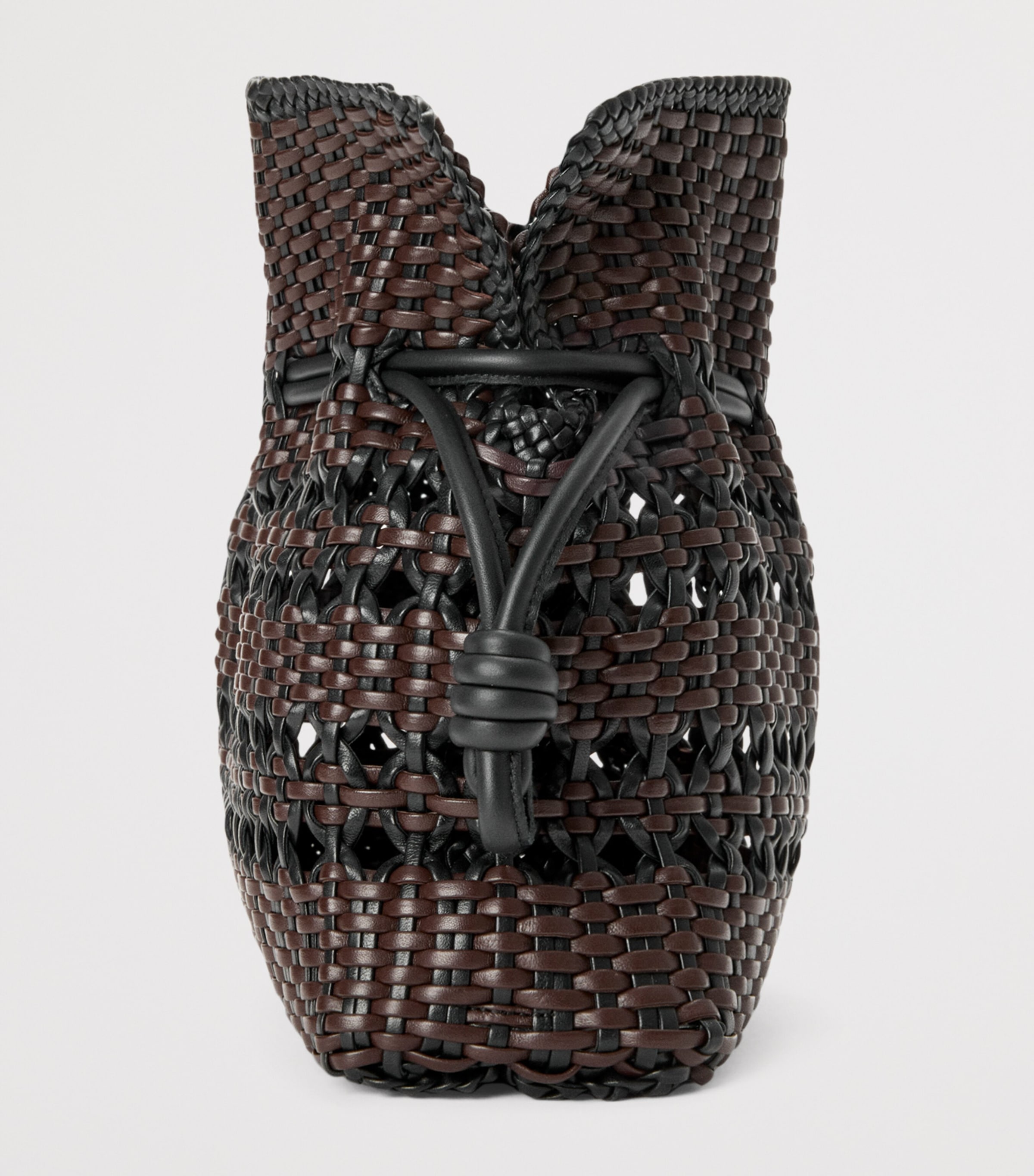 Leather Woven Flamenco Clutch Bag BLACK/BROWN Image 3