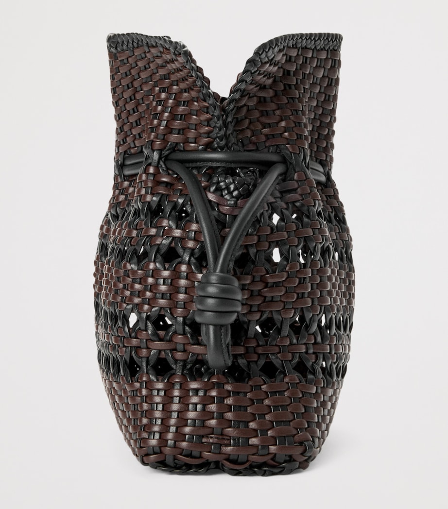 Leather Woven Flamenco Clutch Bag BLACK/BROWN Image 3