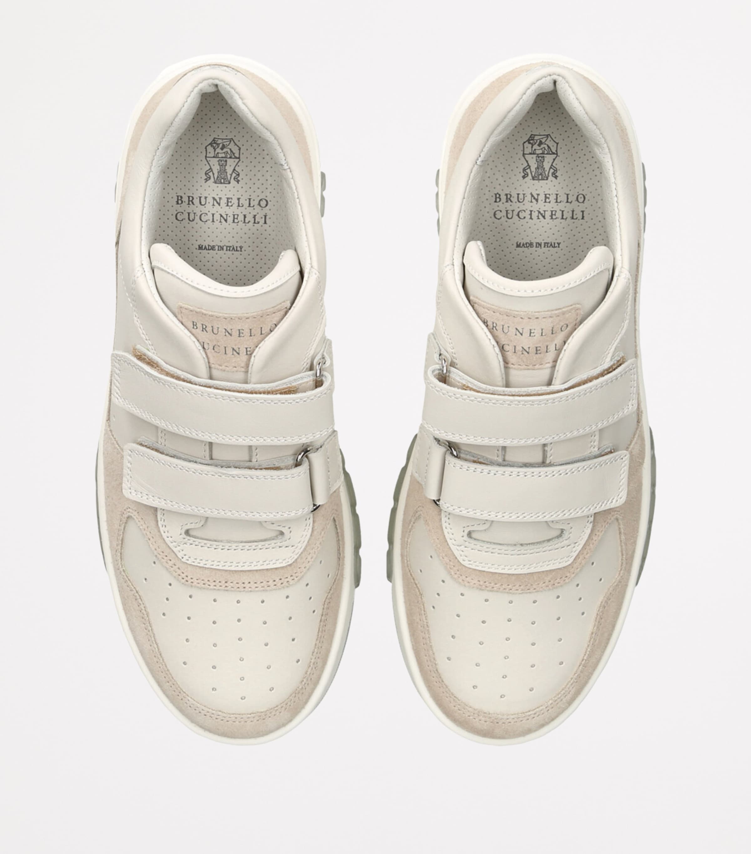 Brunello Cucinelli Kids Leather Suede-Trim Velcro Sneakers White/oth Image 4