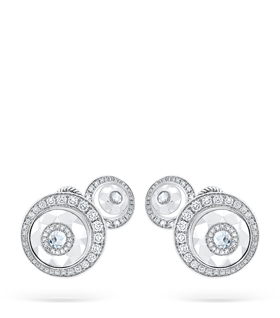 White Gold and Diamond Rose Cut Forever Two Motif Earrings CLEAR Image 1
