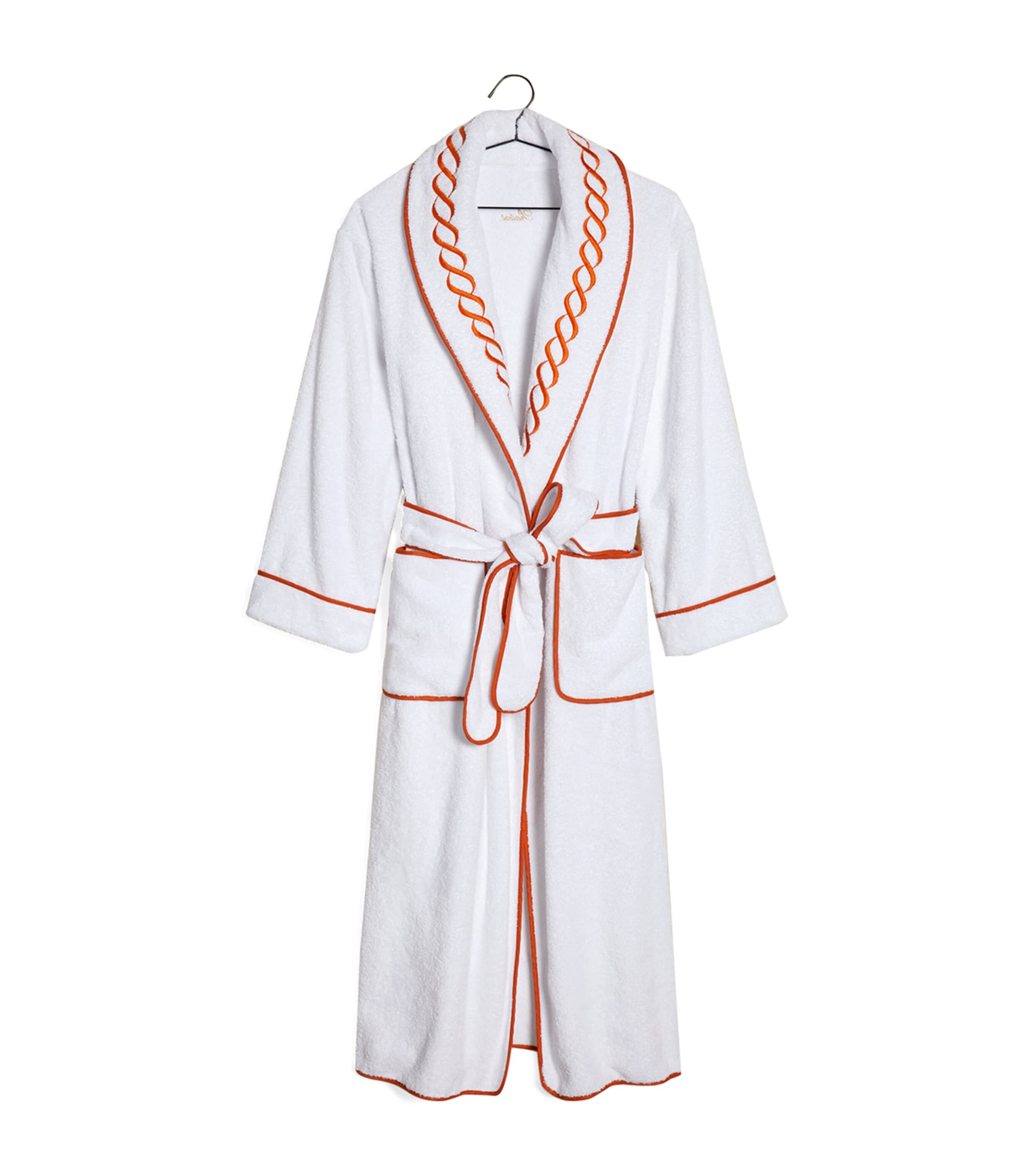 Cotton Treccia Bathrobe (Medium) WHITE/ORANGE Image 3