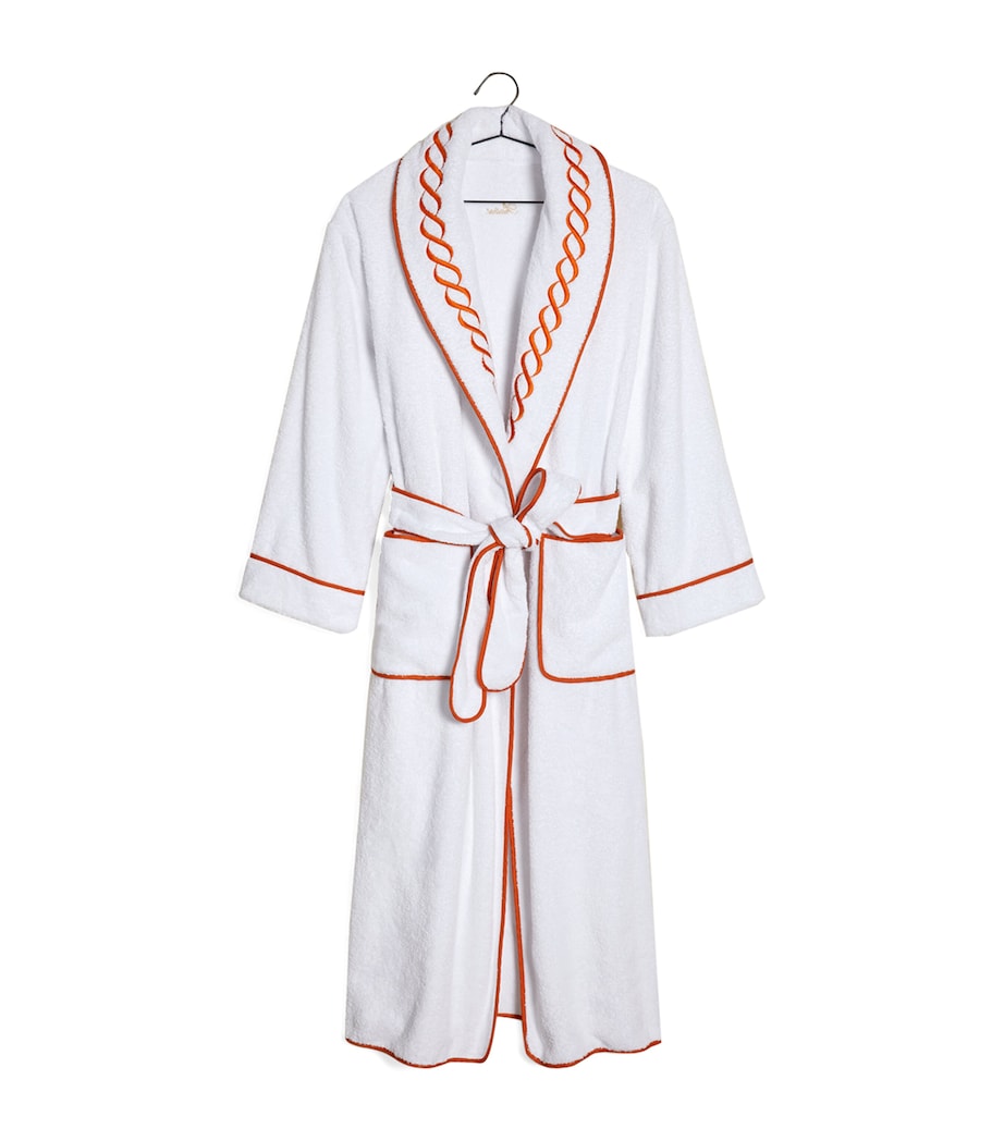 Cotton Treccia Bathrobe (Medium) WHITE/ORANGE Image 3