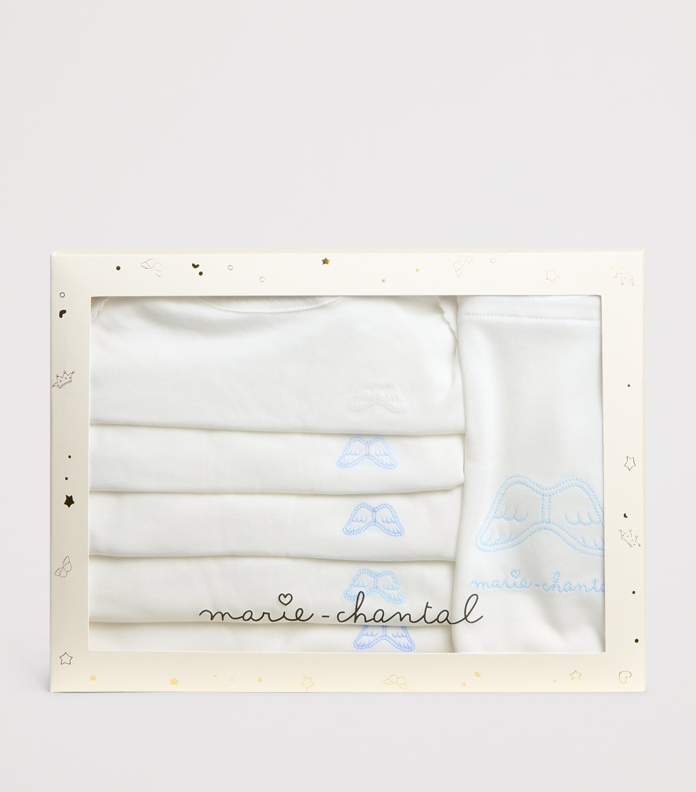 Pack of 7 Pima Cotton Angel Picot Bodysuits (0-18 Months) BLUE Image 2