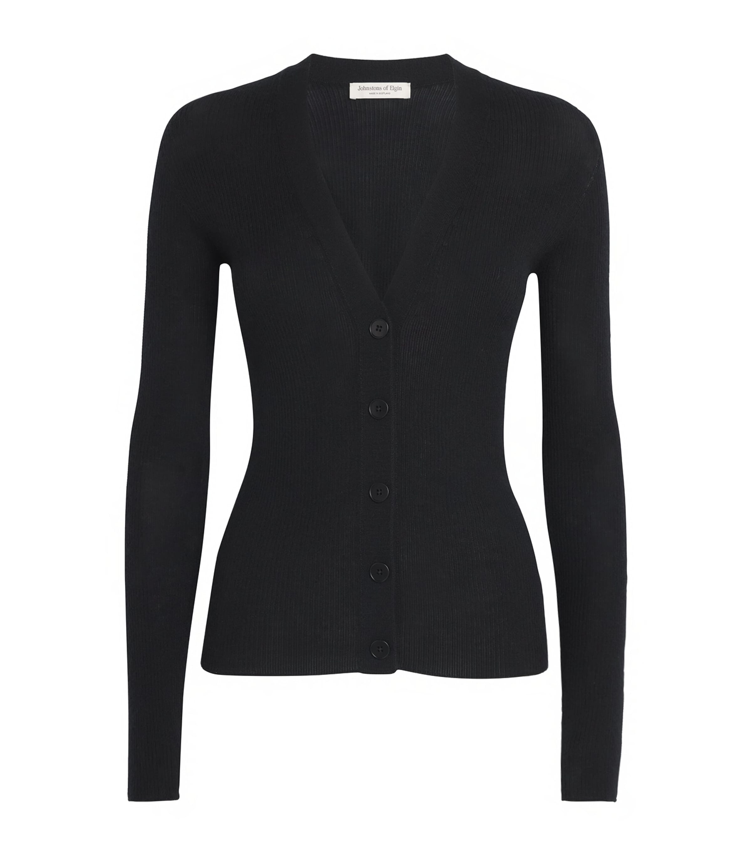 Johnstons Of Elgin Superfine Cashmere V-neck Cardigan In Black
