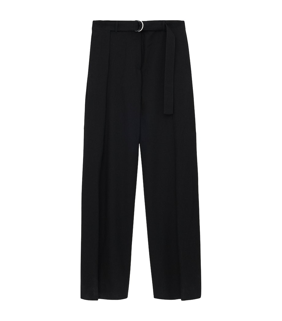 Wool Belted Trousers BLACK Image 1