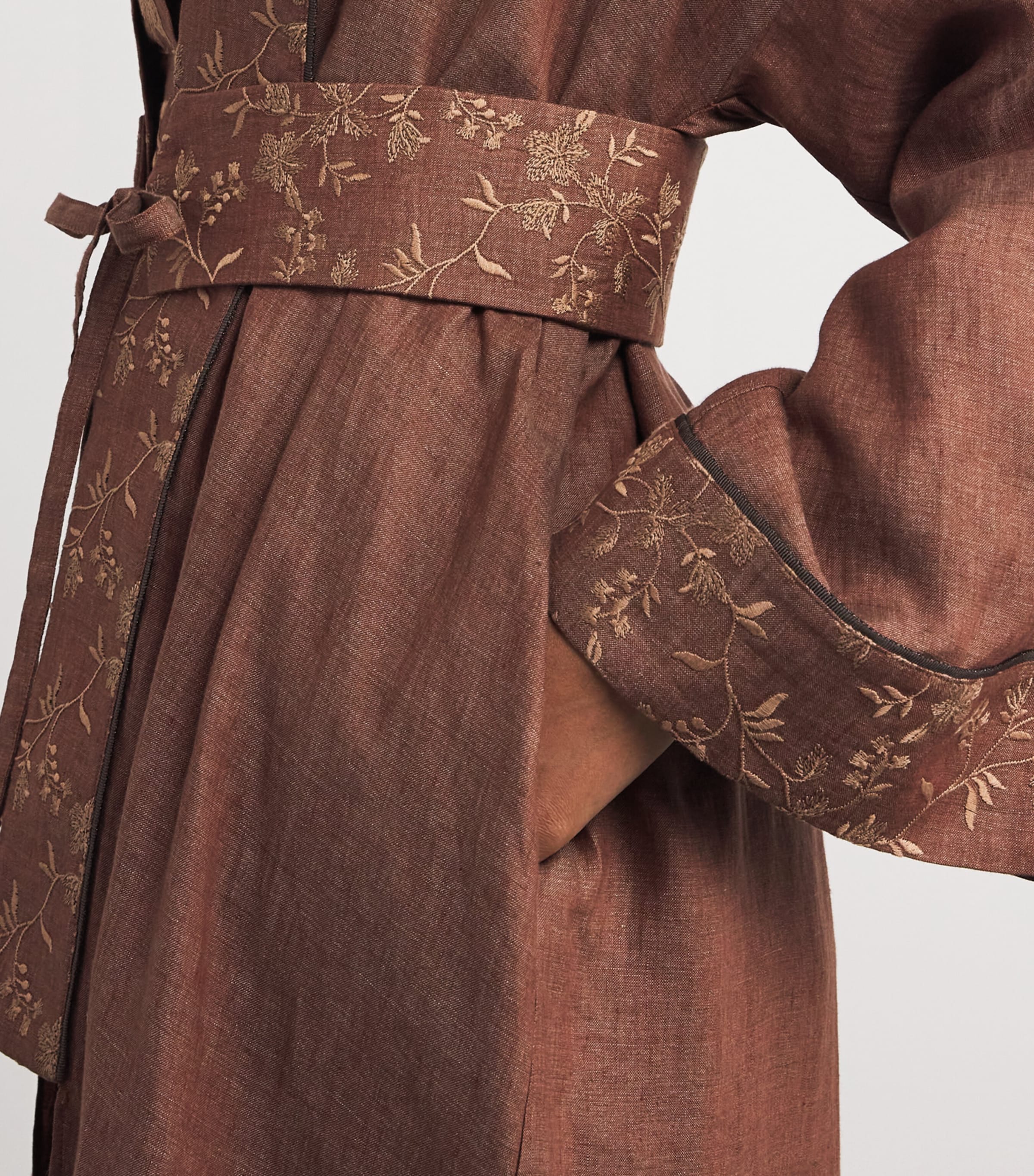x Harrods Linen Embroidered Kimono VICUNA Image 6