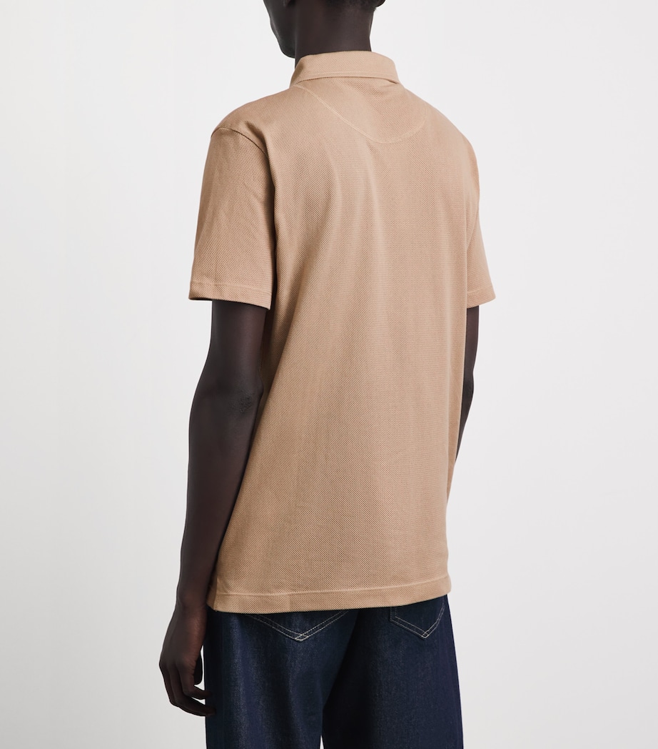 Sunspel Mens Supima Cotton Riviera Polo Shirt Dark Beige Image 5