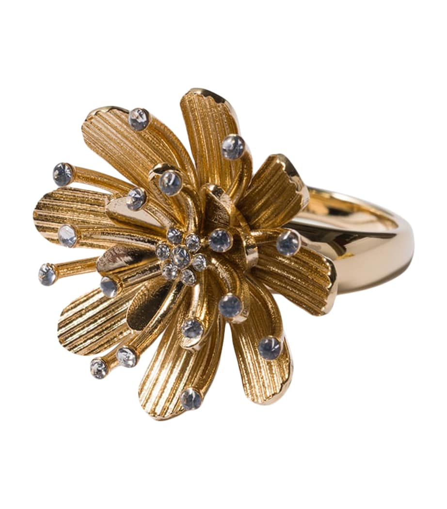 Crystal-Embellished Floral Ring F05F8 Image 1