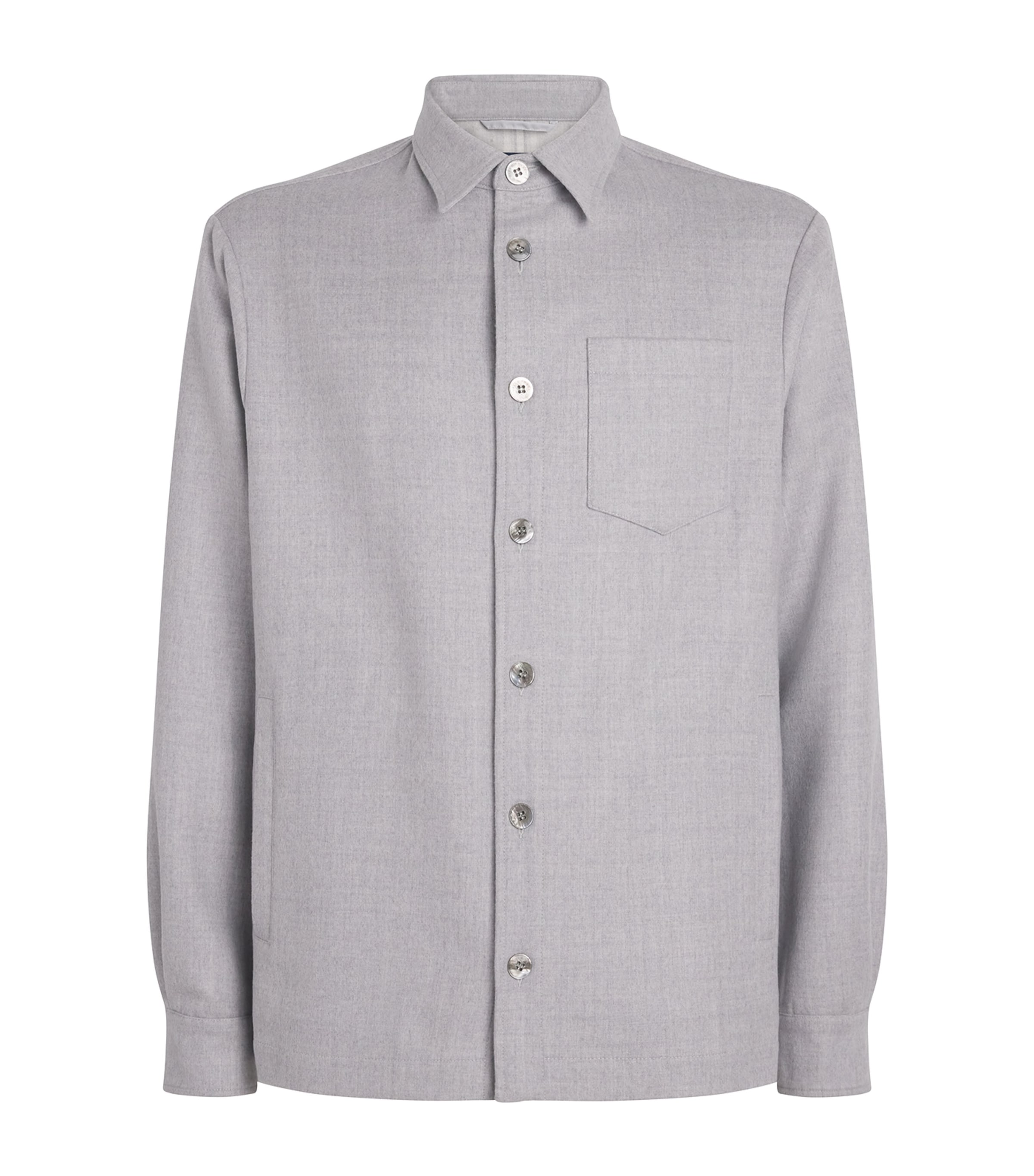 Paul & Shark Mens Cashmere Overshirt Light Grey Image 1