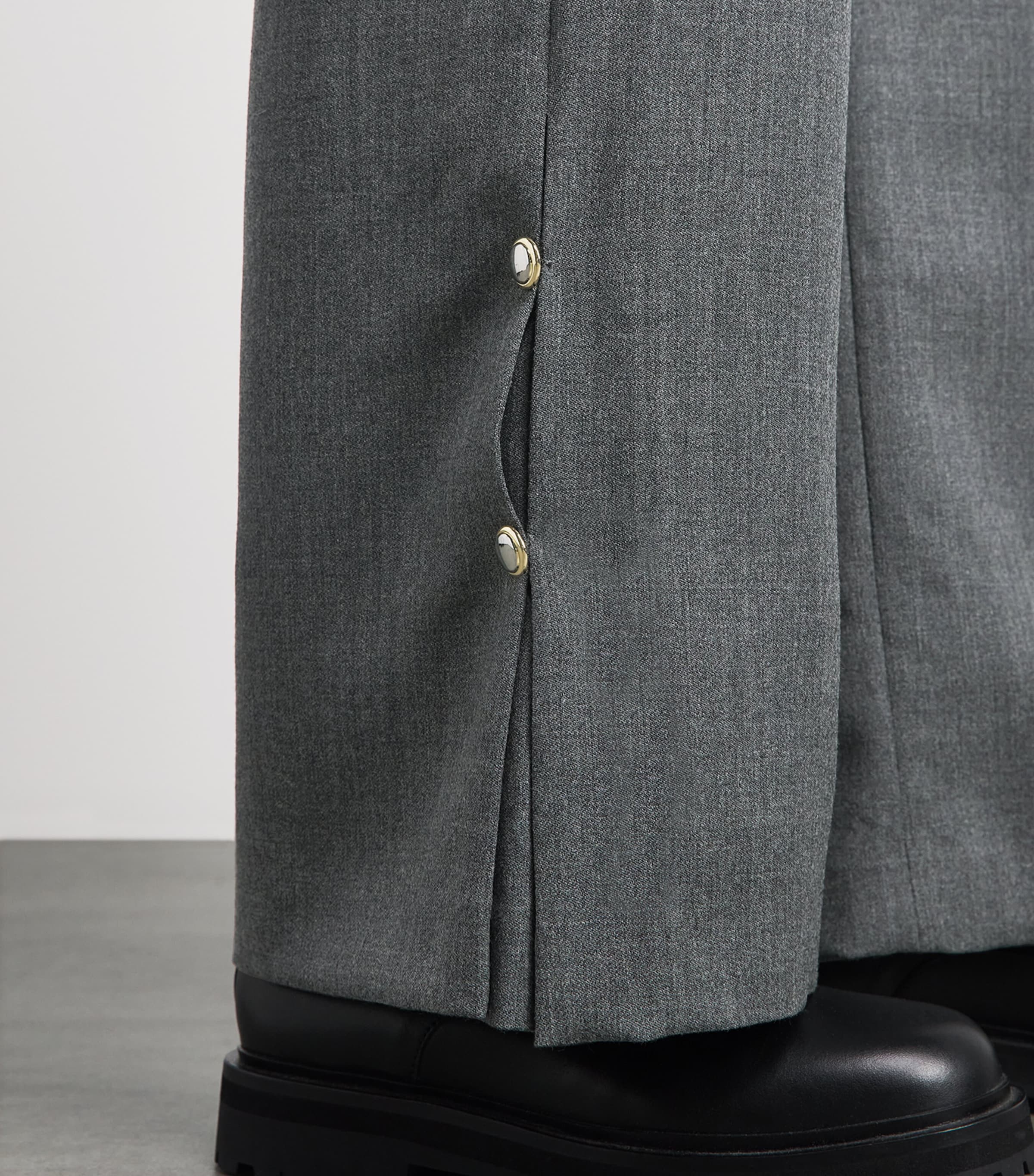 Claudie Pierlot Womens Virgin Wool Trousers Mottled Grey Image 3
