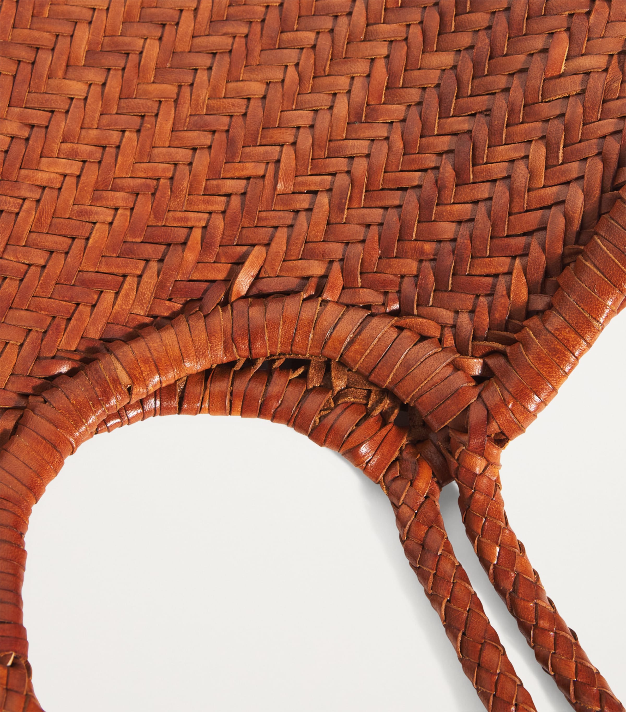 Large Leather Woven Nantucket Tote Bag TAN Image 5