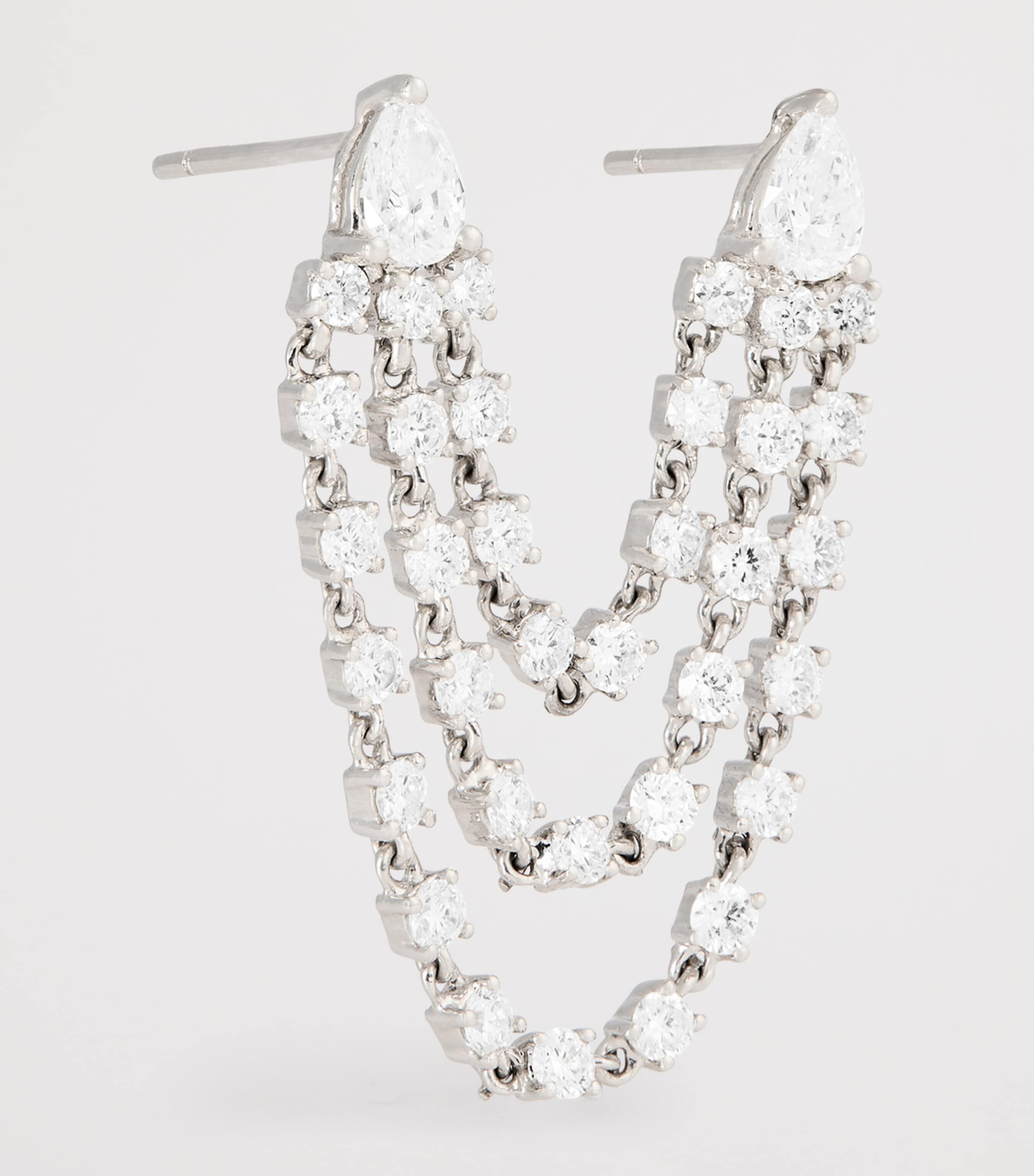 White Gold and Diamond Bianca Double Loop Earring WHITE GOLD Image 3