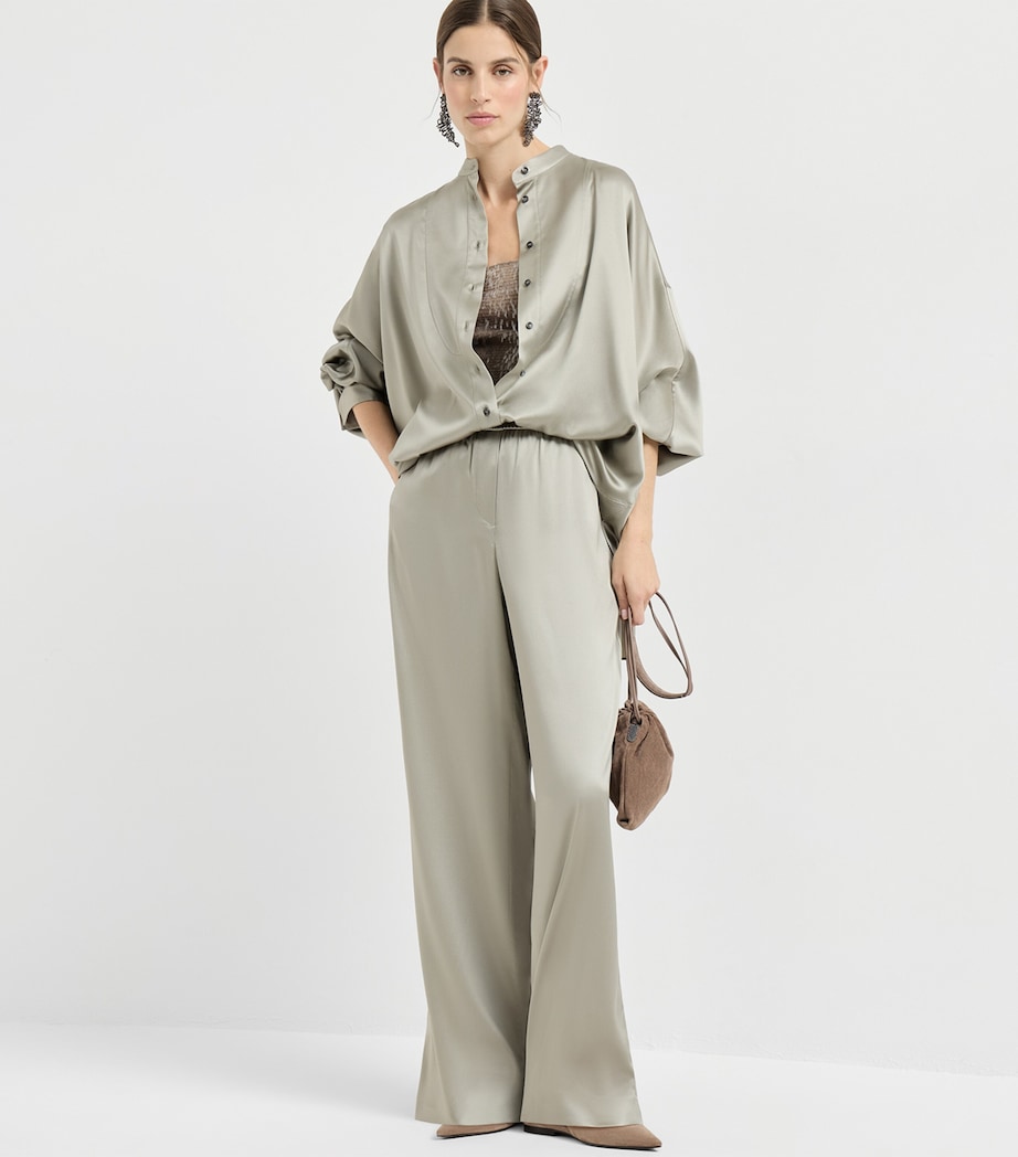 Stretch-Silk Mandarin-Collar Shirt C9125 Image 5