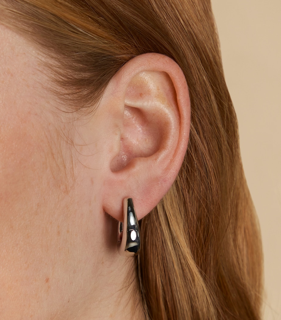 Astrid & Miyu Rhodium-Plated Saddle Hoop Earrings Silver Image 2