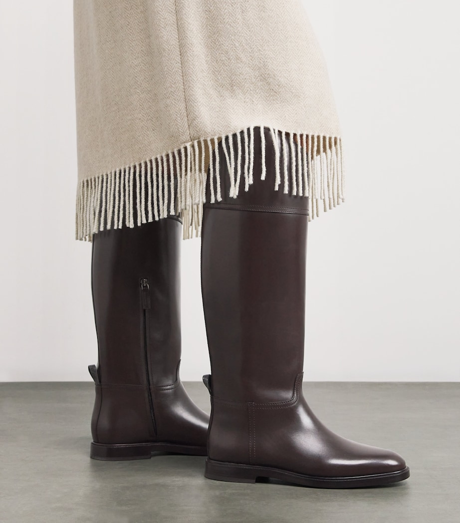 Leather Riding Boots DARK BROWN Image 2