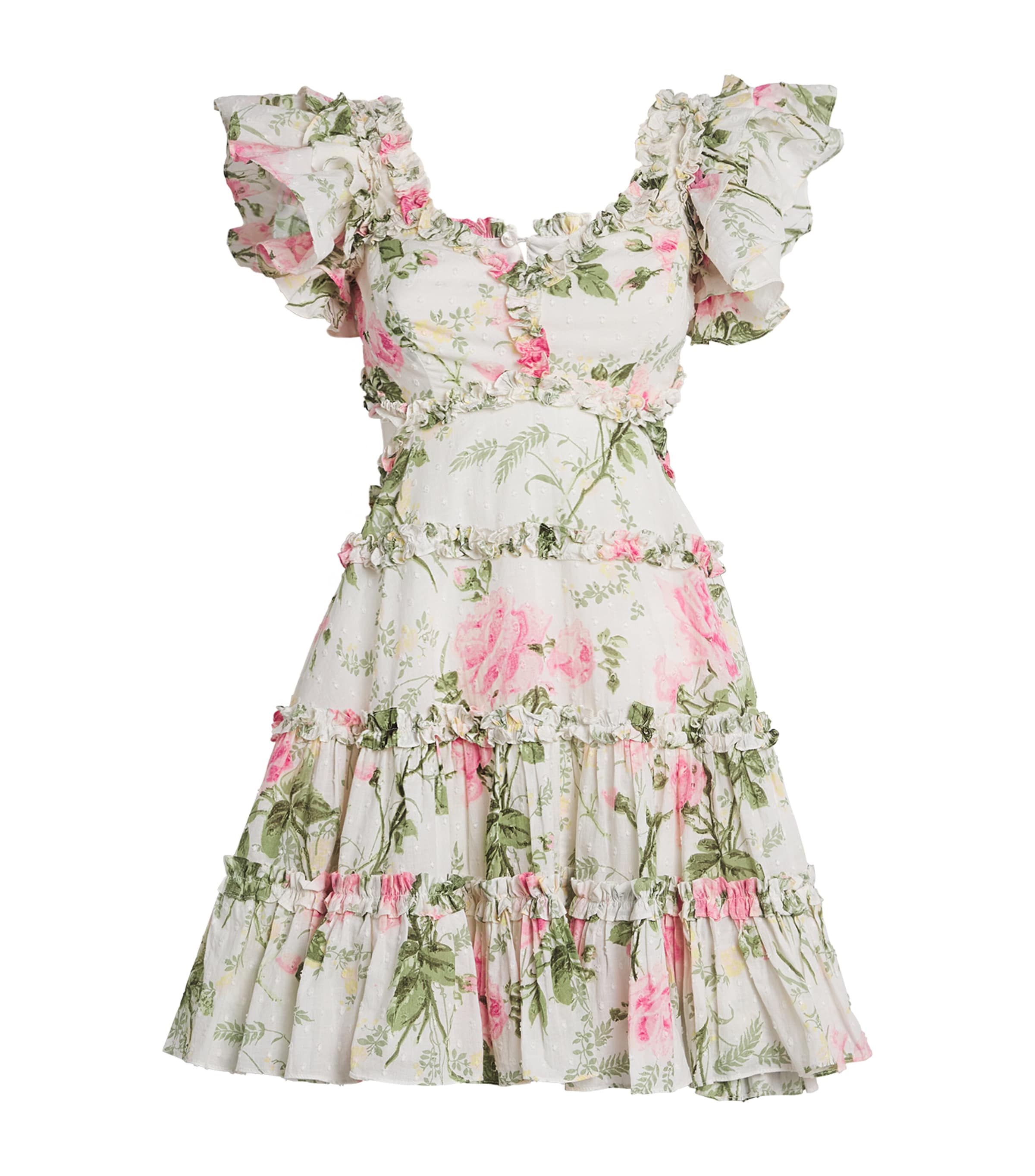 NEEDLE & THREAD ORGANIC COTTON ROSE MINI DRESS 