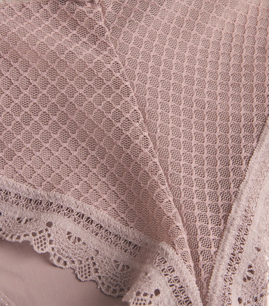 Lace-Trim Romance Tanga 0PK MINK Image 4