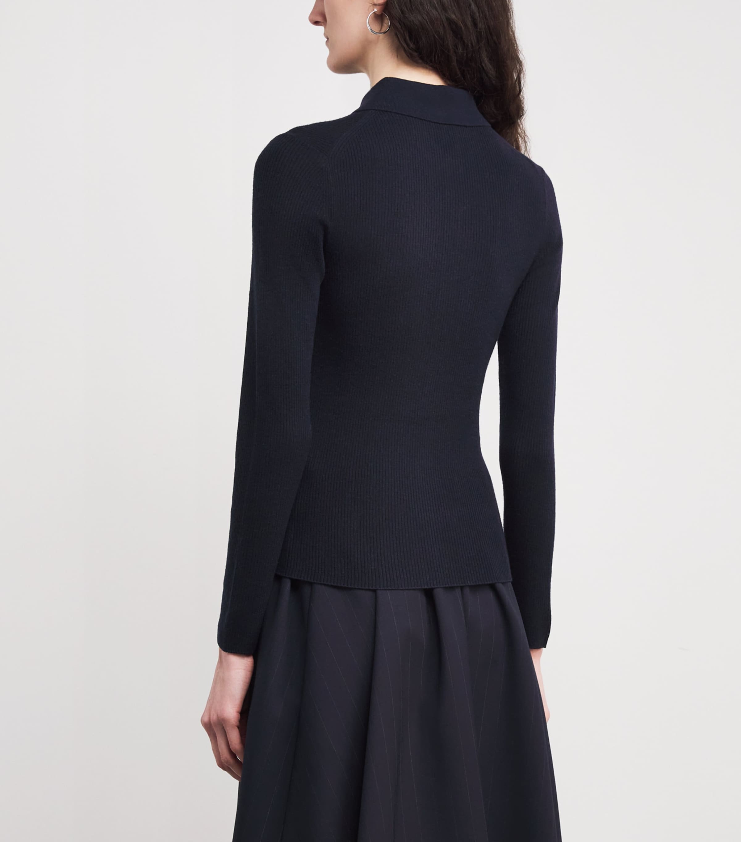 Wool-Silk Polo Sweater NAVY Image 4