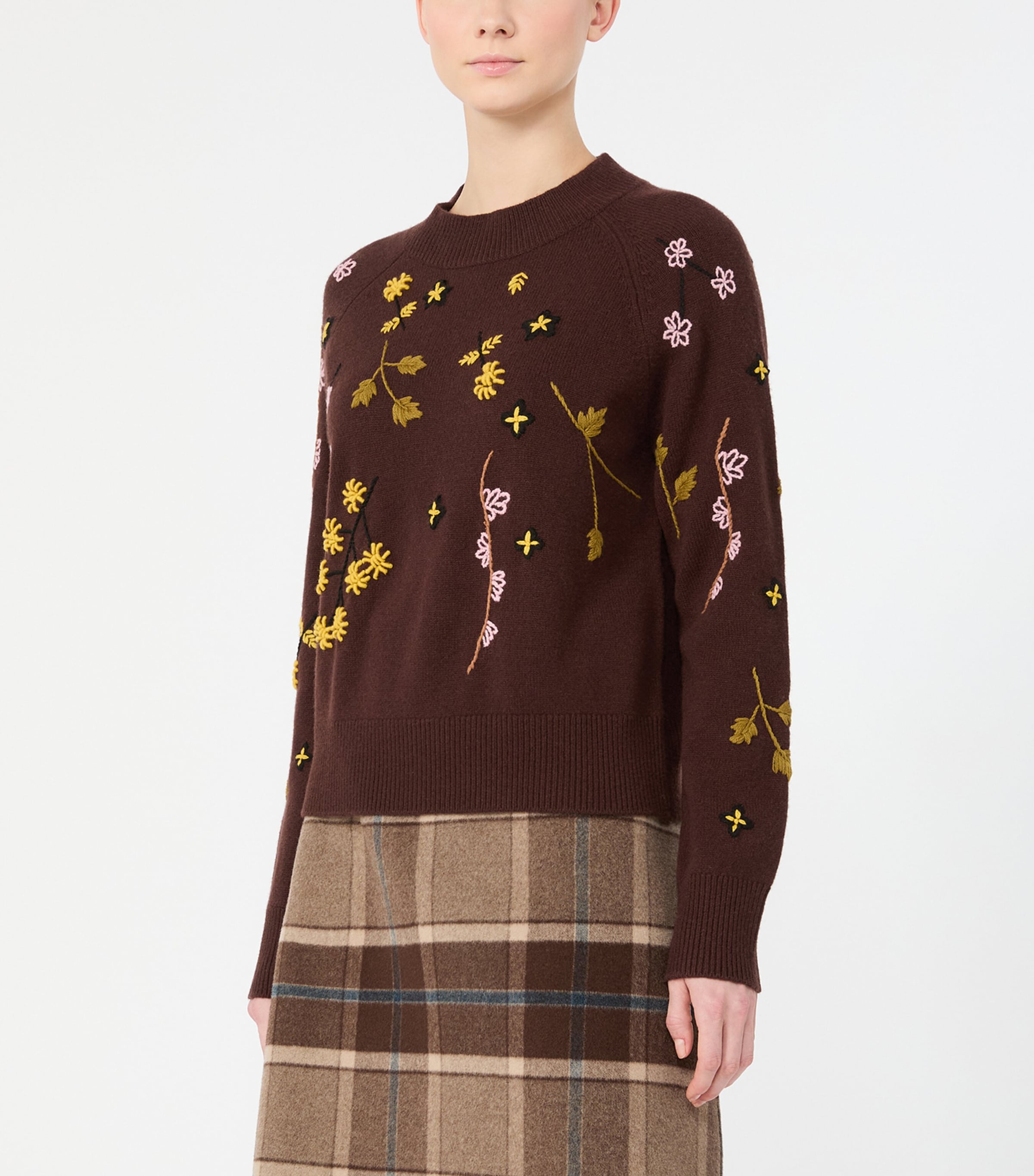 Weekend Max Mara Womens Virgin Wool Embroidered Sweater Dark Brown Image 3