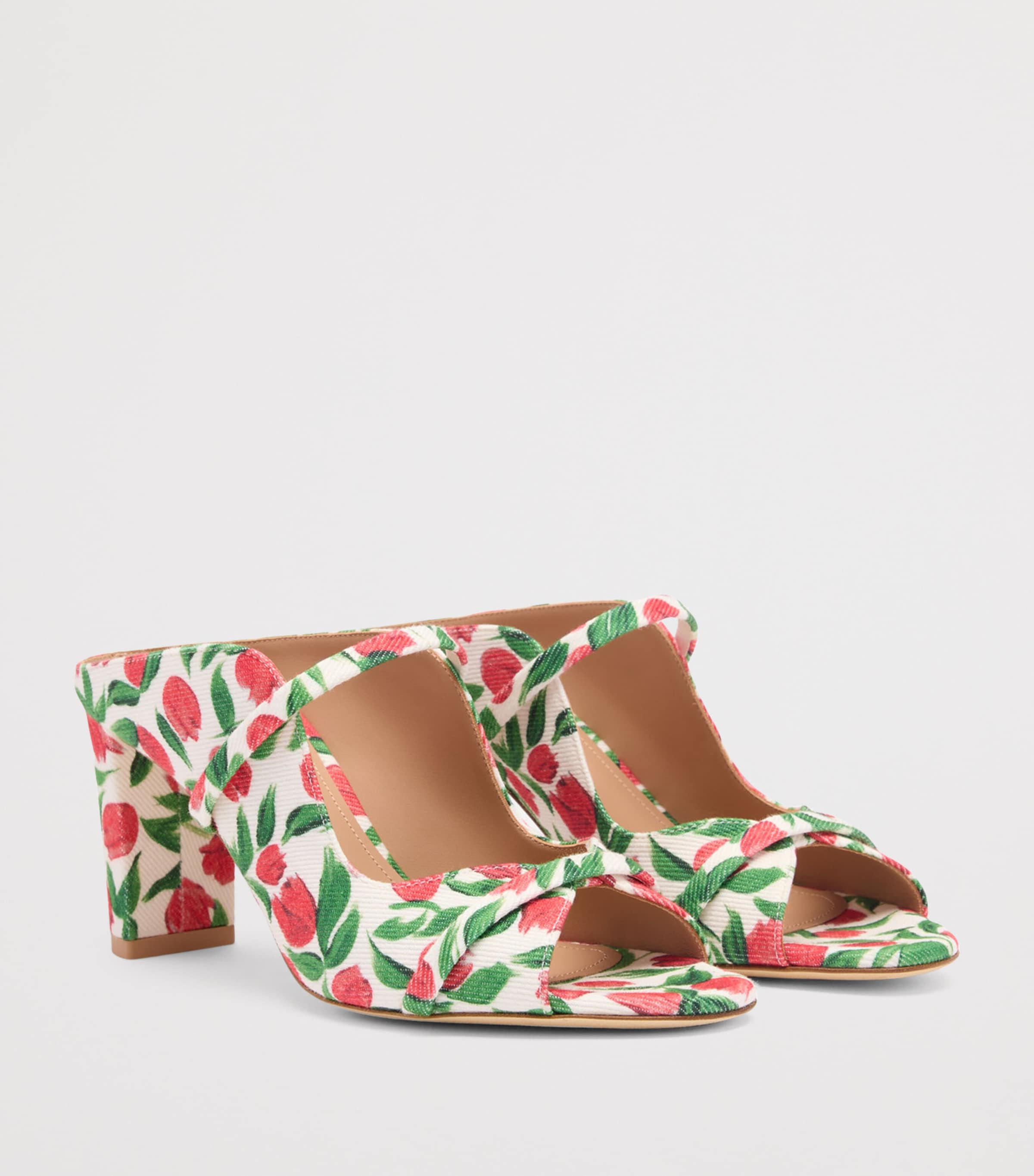 Malone Souliers Canvas Tulip Print Norah Heeled Sandals 70 Red Image 3