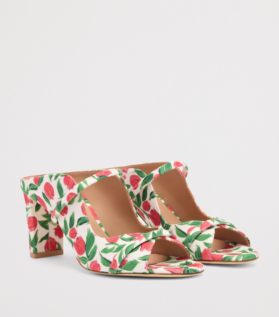 Malone Souliers Canvas Tulip Print Norah Heeled Sandals 70 Red Image 3