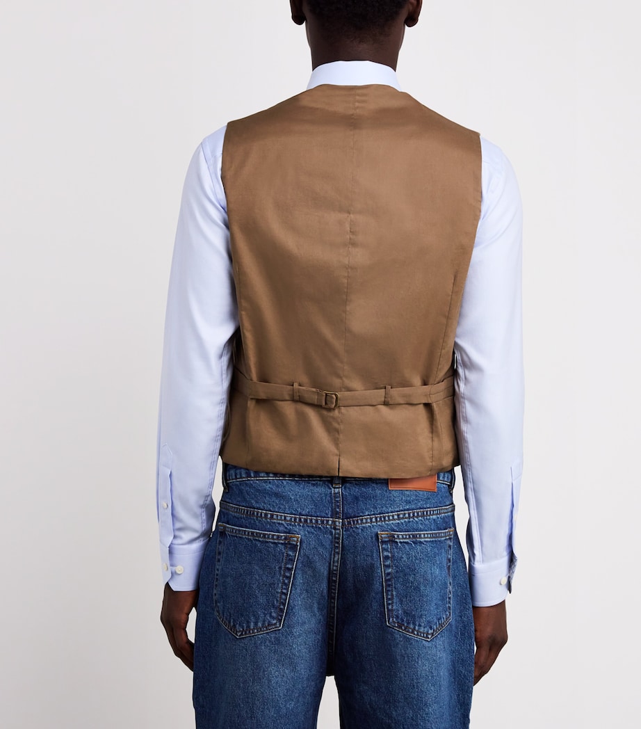 Wool Tick-Weave Tweed Waistcoat MULTI Image 4