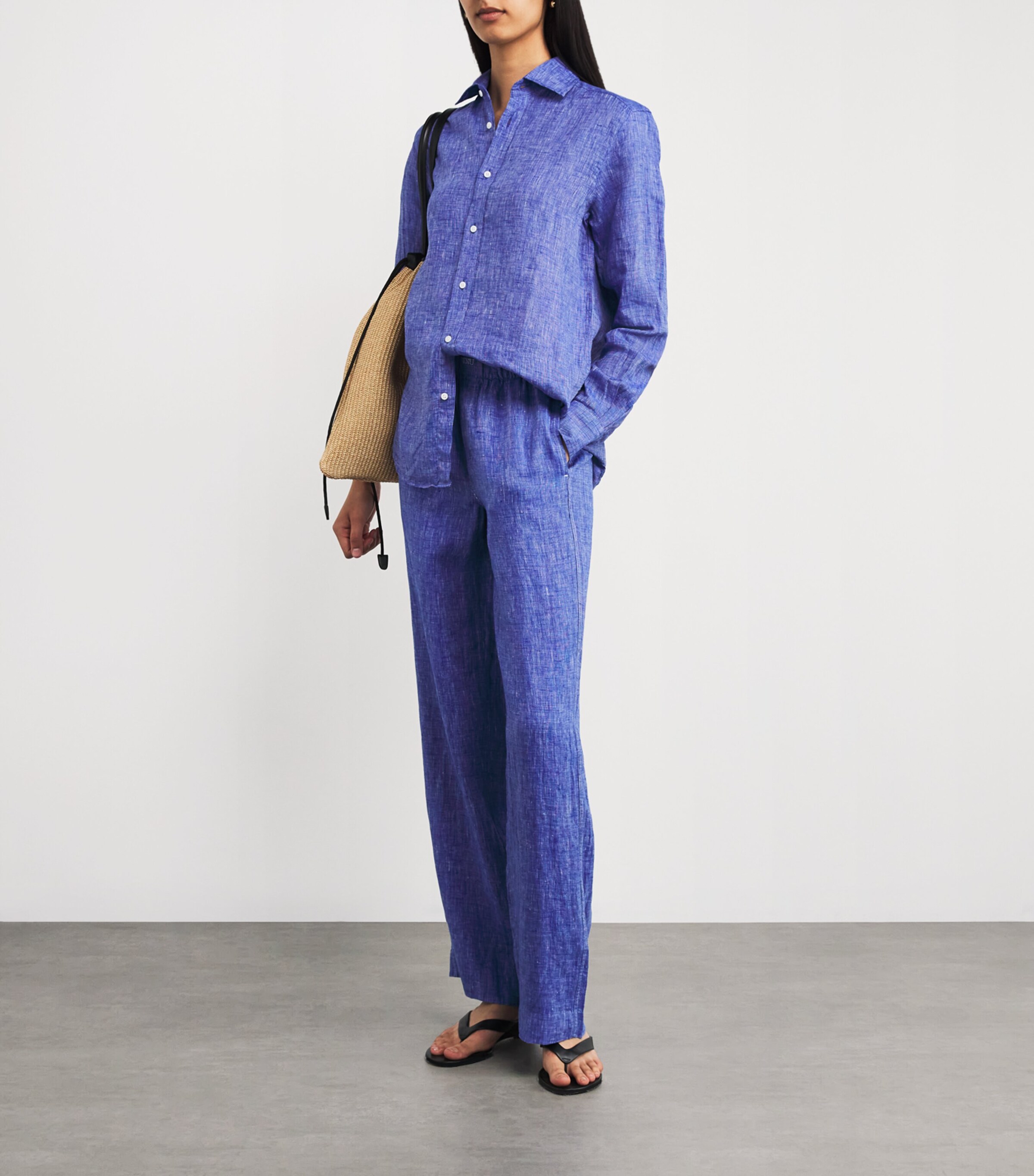 With Nothing Underneath Womens Linen The Palazzo Trousers Lapis Blue Image 2