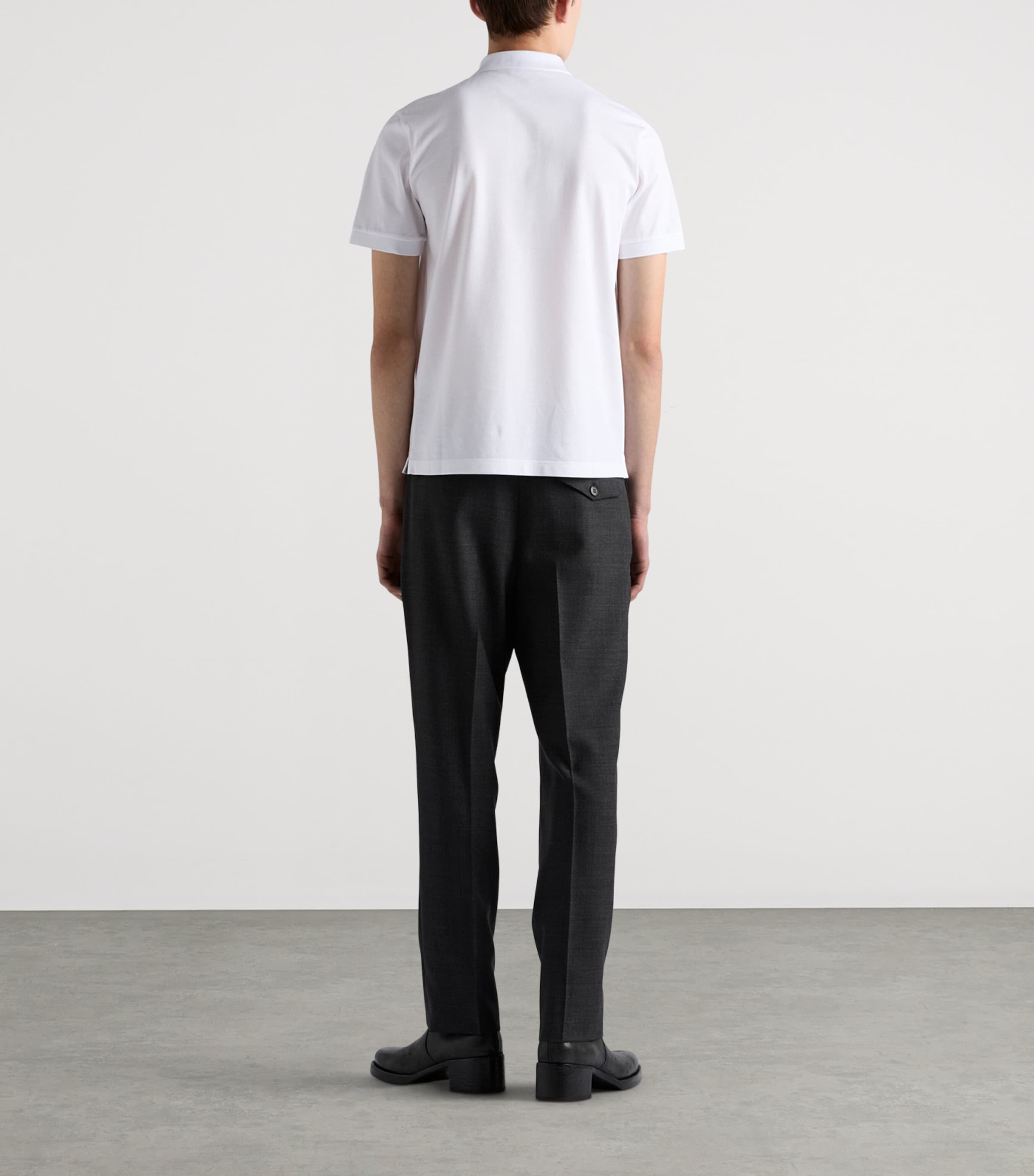 Prada Mens Cotton Piqué Slim Polo Shirt White Image 4