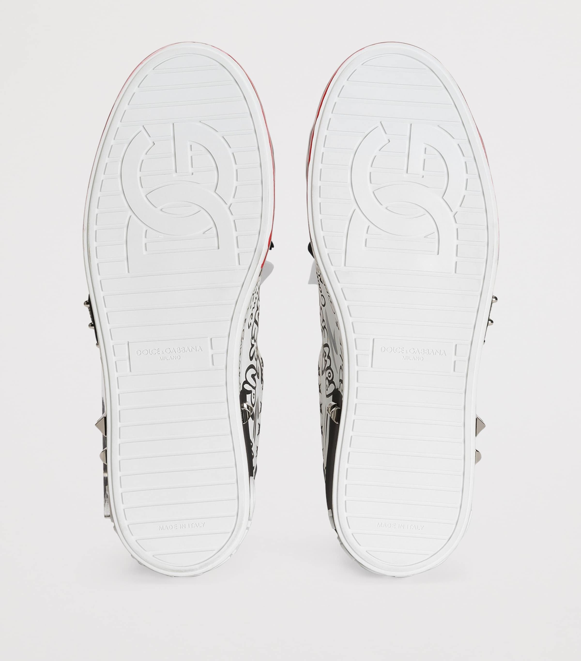Dolce&Gabbana Leather Graffiti Low-Top Sneakers Scritte Corona Image 6