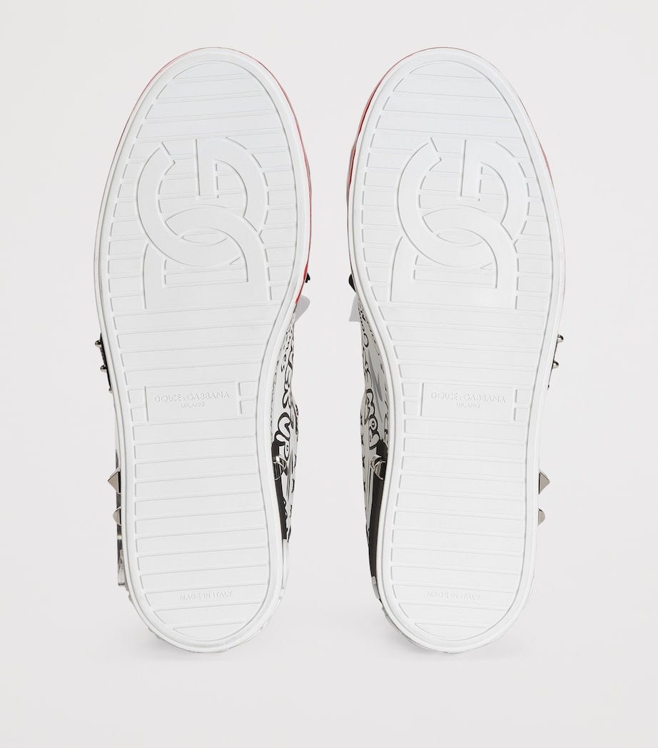 Dolce&Gabbana Leather Graffiti Low-Top Sneakers Scritte Corona Image 6