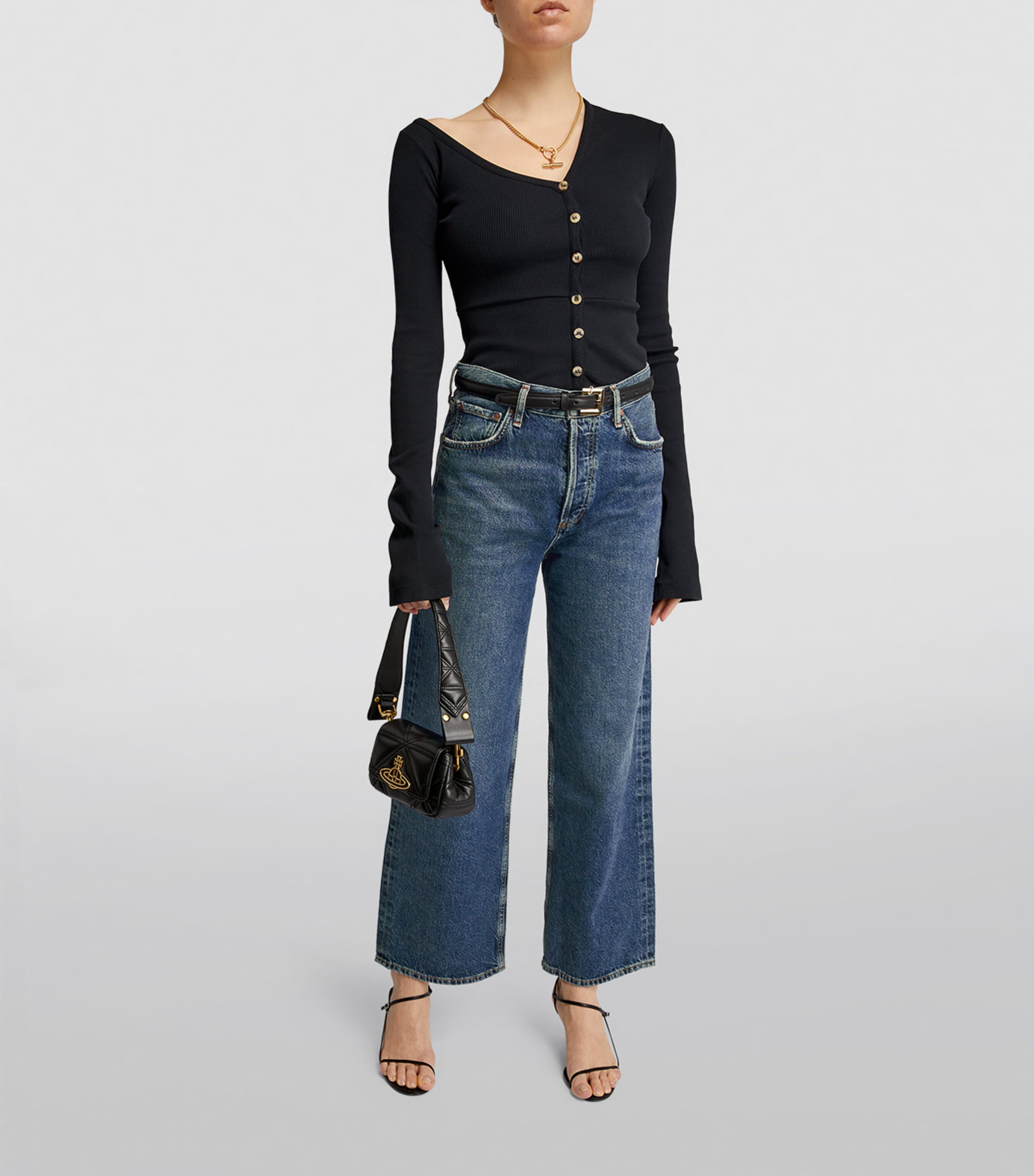 AGOLDE Womens Ren Wide-Leg Jeans Control Image 2