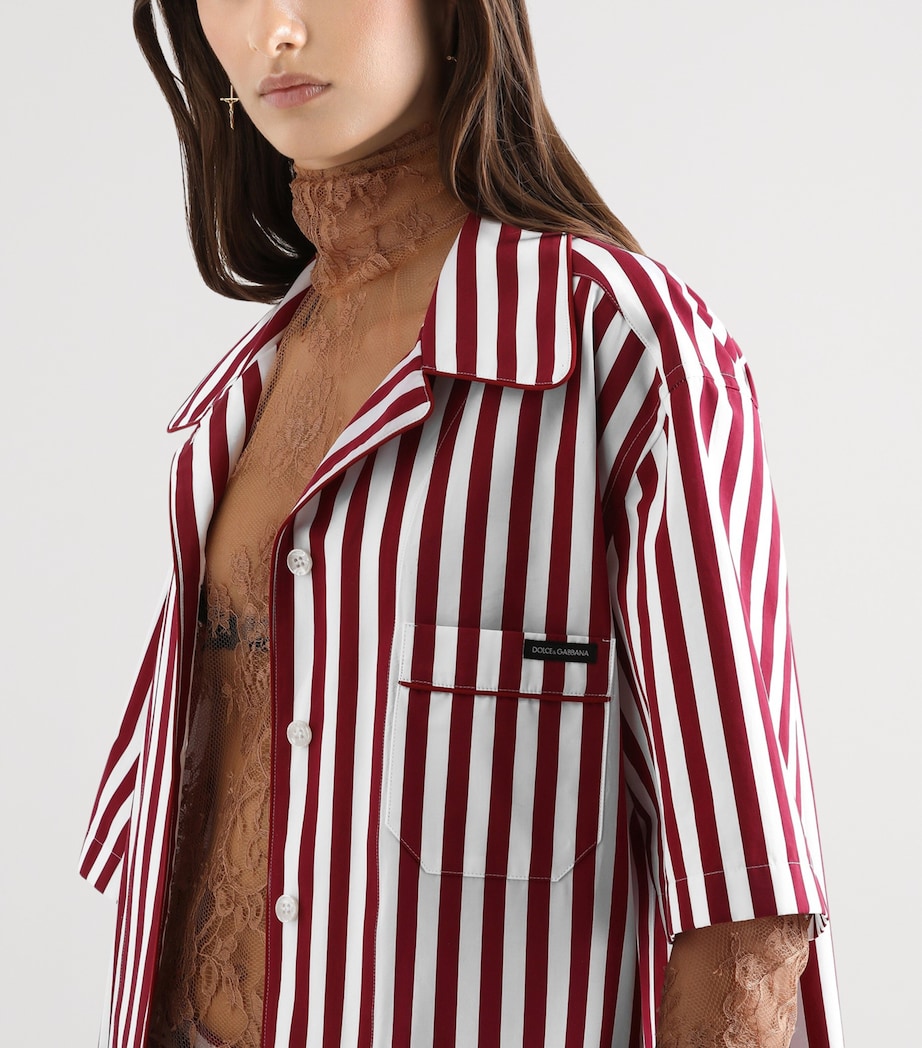 Dolce&Gabbana Womens Cotton-Silk Stripe Oversized Shirt Stri Image 6