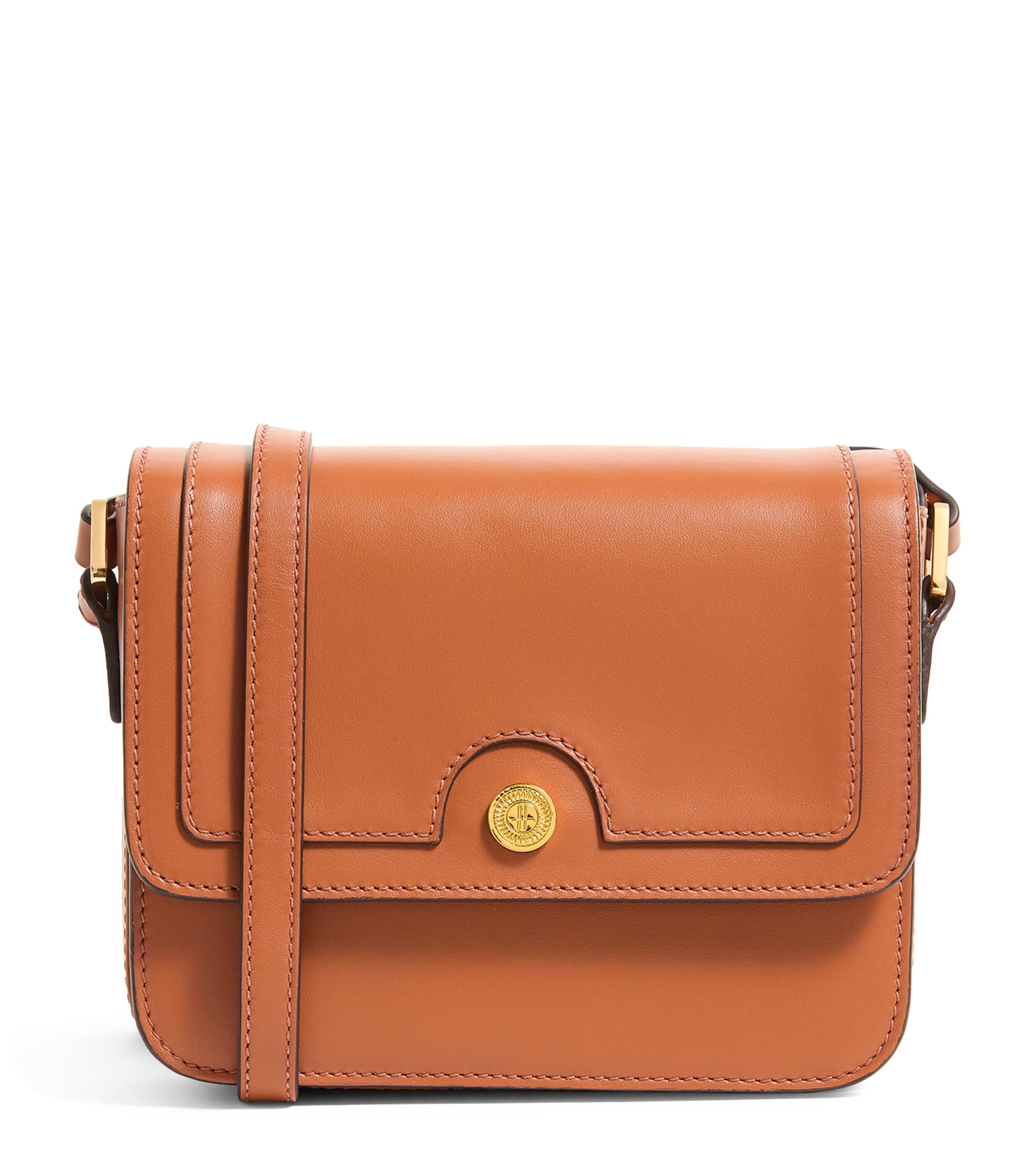 Harrods Leather Camera Bag In Brown